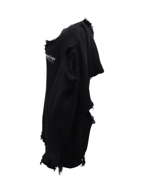 Balenciaga o1mt1gz0524 Balenciaga Logo Destroyed Hoodies in Black Size US S / EU 44-46 / 1 - 3 Thumbnail