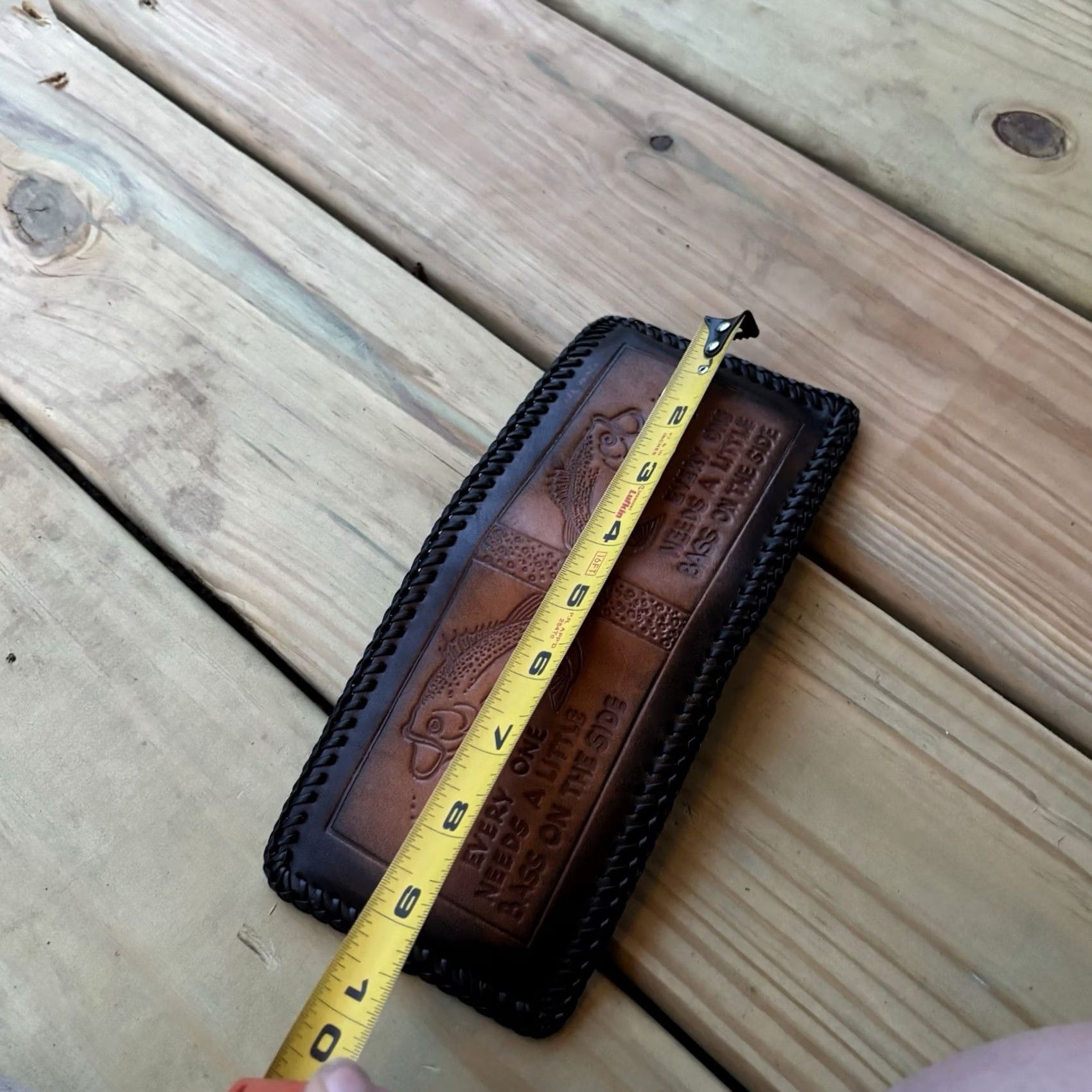Vintage VINTAGE Fisherman Leather Wallet Bass Hand Tooled Bi-fold Whipstitch USA Made Size ONE SIZE - 4 Thumbnail