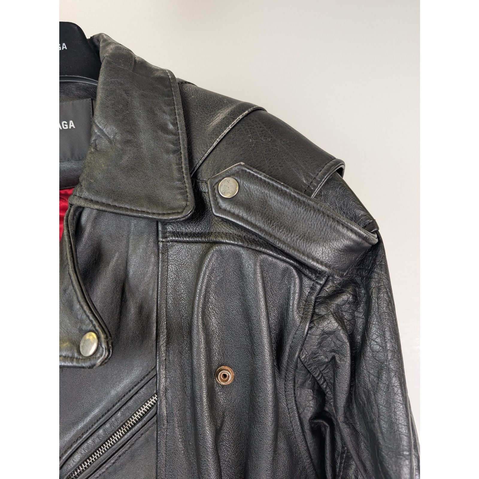 Balenciaga o1rshd1 Upcycled Biker Jacket in Black Size US M / EU 48-50 / 2 - 7 Thumbnail