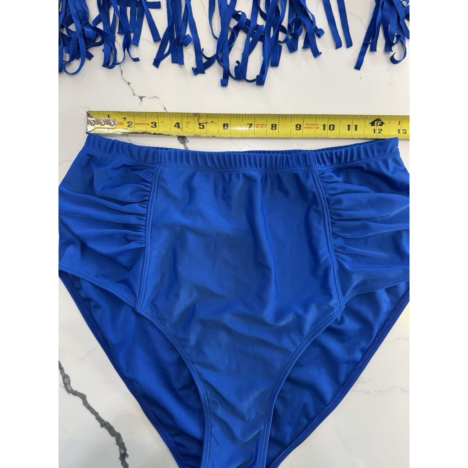 Other Royal Blue Fringe Bikini Set High Waisted Halter Top size L Size ONE SIZE - 2 Thumbnail