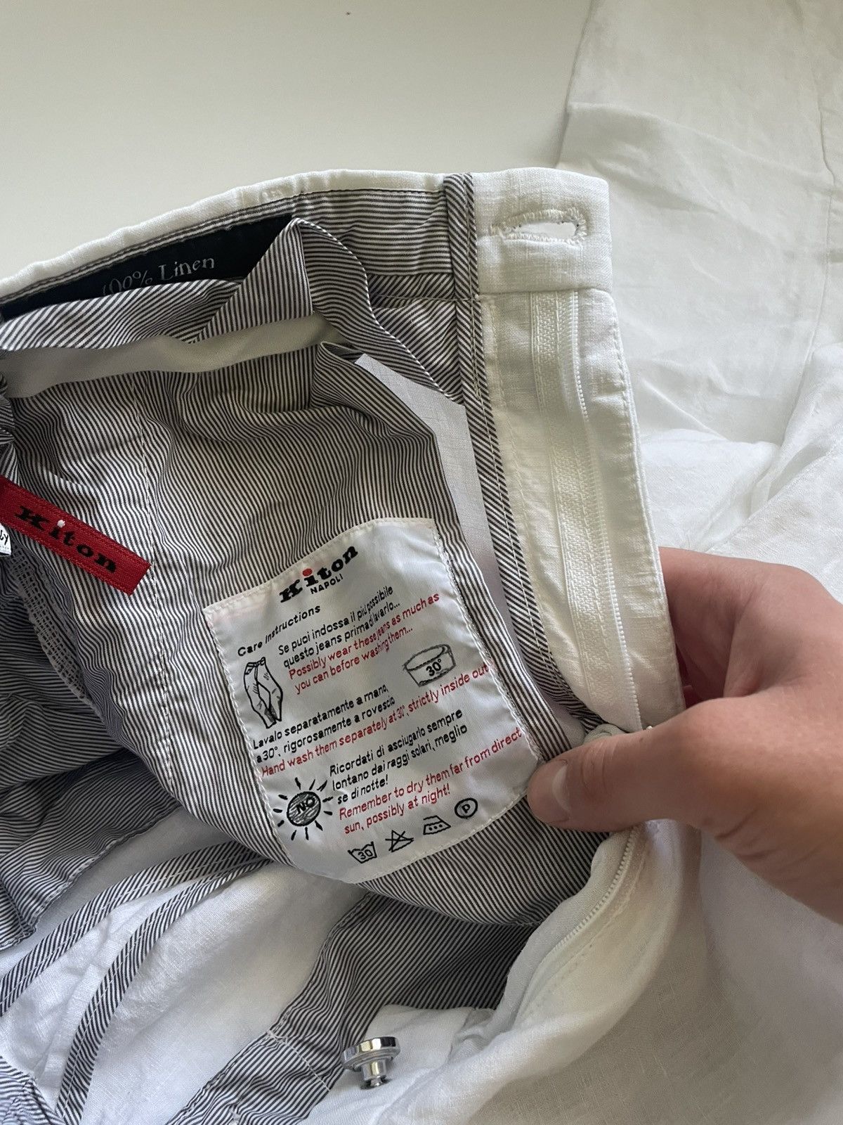Kiton Kiton White Linen Pants Luxury Casual Trousers M Size US 33 - 9 Thumbnail