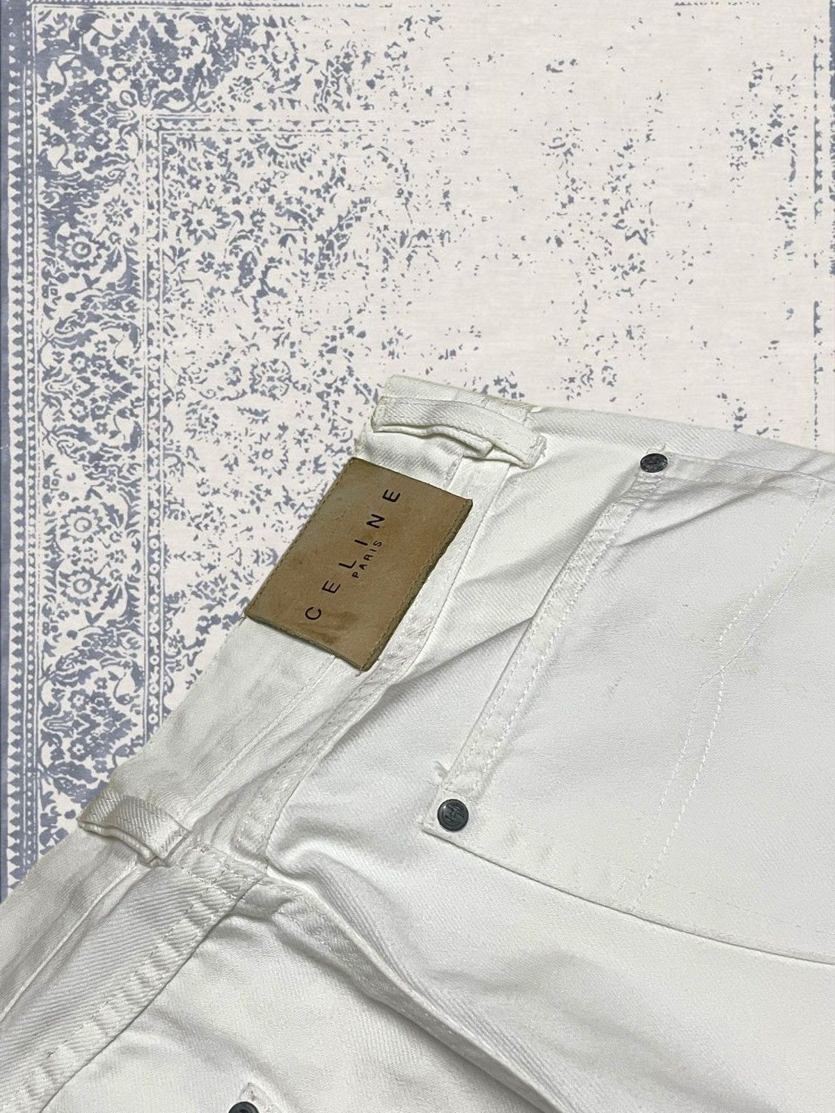 Celine Vintage Og 1990s Designer Celine Paris Baggy White Denim Size US 28 / EU 44 - 16 Thumbnail