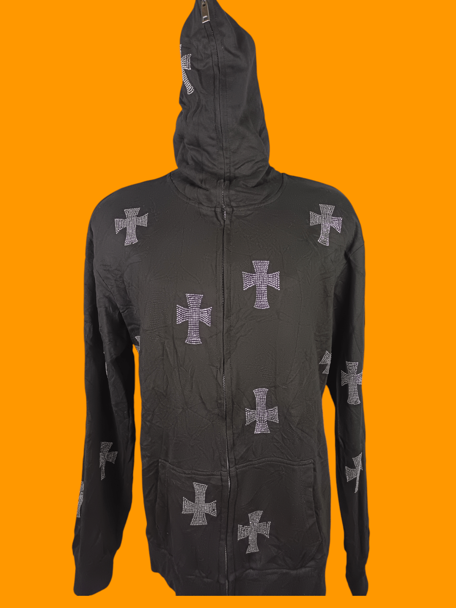 Hysteric Glamour × If Six Was Nine × Japanese Brand Y2K Hoodie Rhinestone Cross Zip Up Style Size US XL / EU 56 / 4 - 2 Thumbnail
