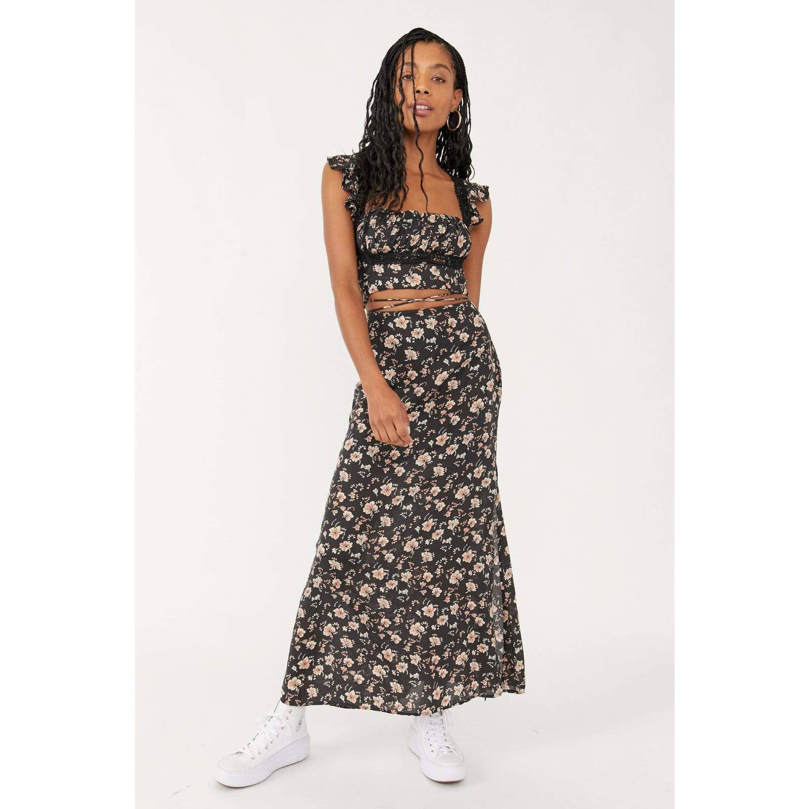 Free People New Bijou Smocked Top and Maxi Skirt Set $128 Sz 4 Floral Size 27" / US 4 / IT 40 - 3 Thumbnail