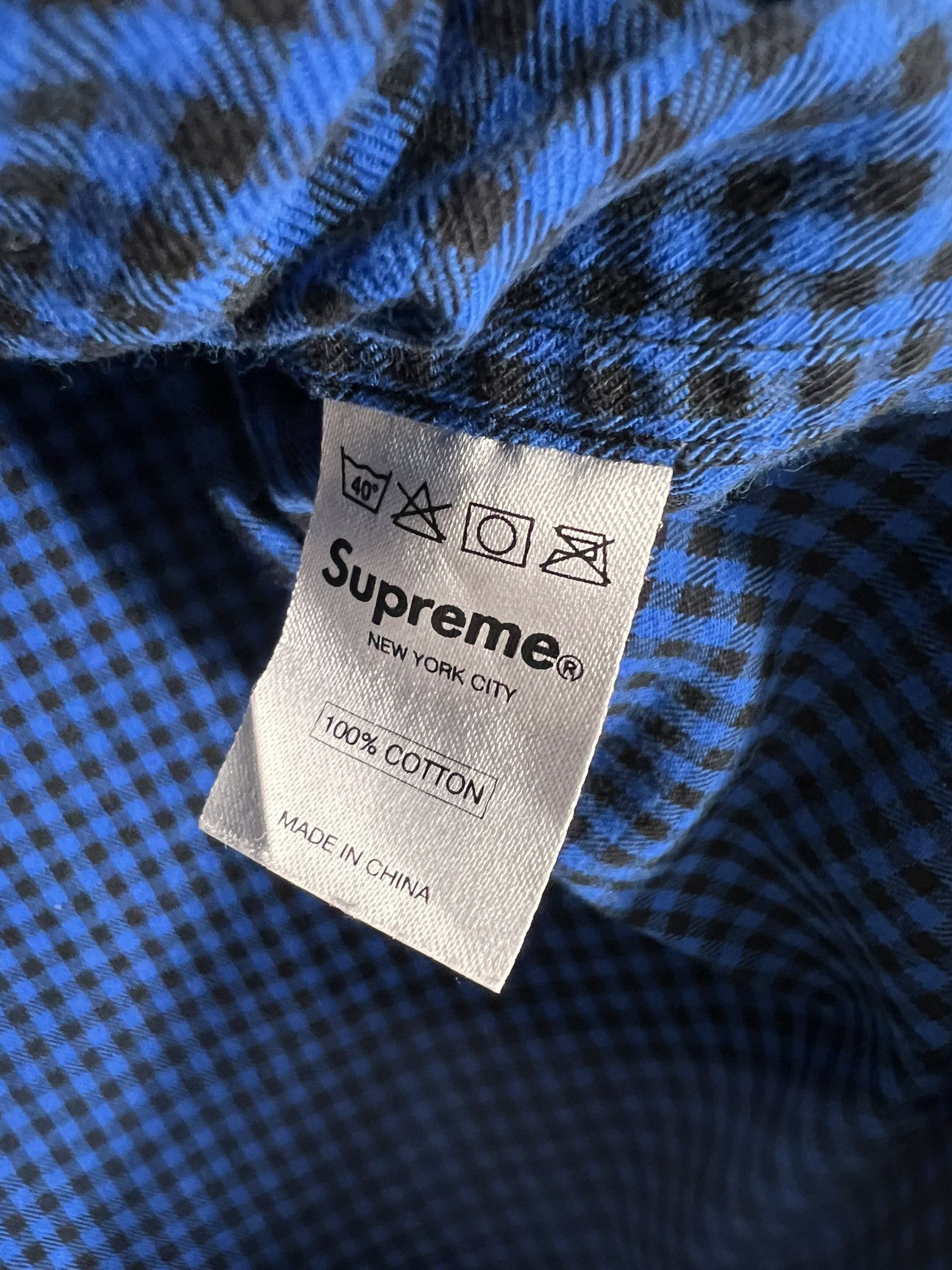 Supreme SUPREME Checker Plaid Flannel Long Sleeve Shirt Blue Large Size US L / EU 52-54 / 3 - 5 Thumbnail