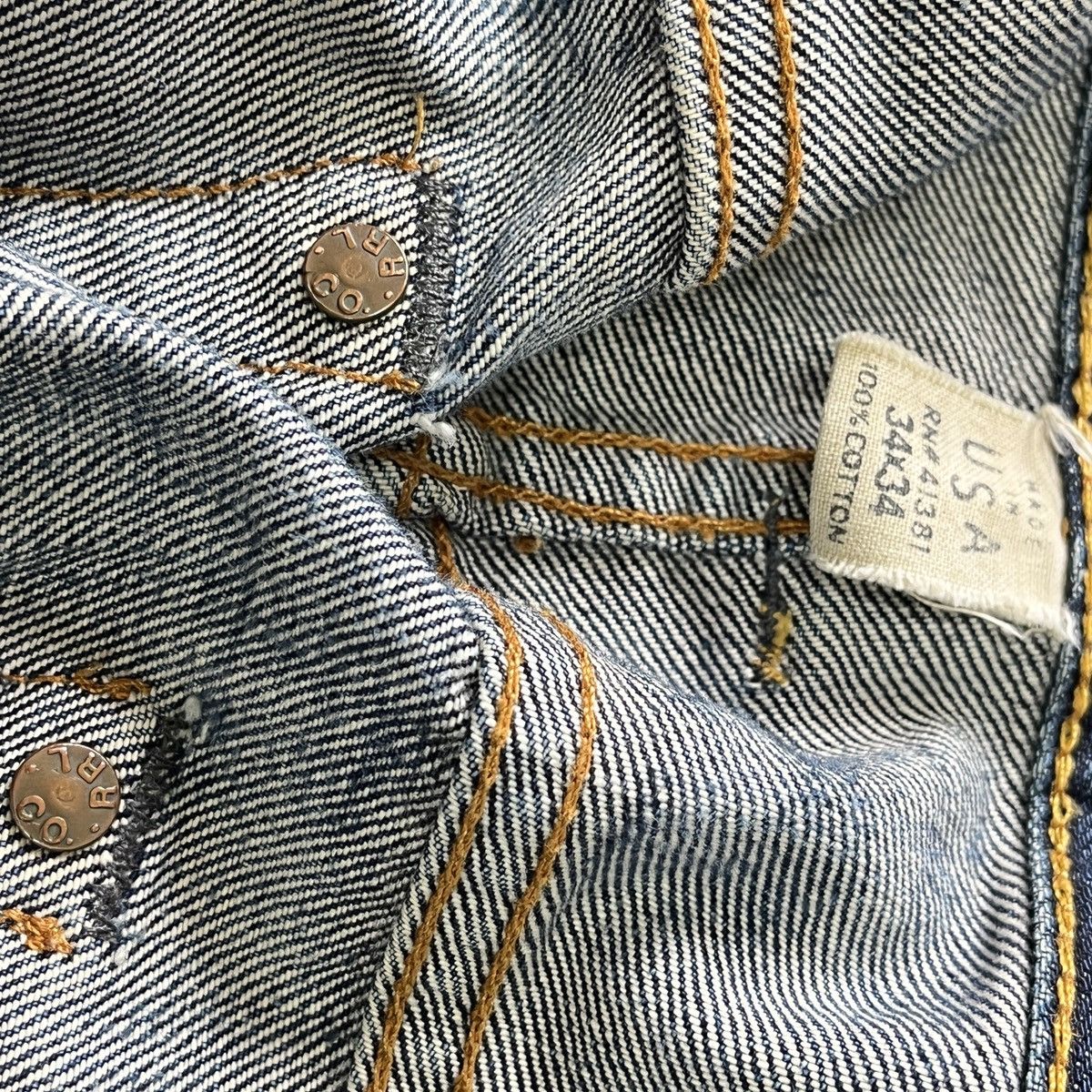 RRL Ralph Lauren Vintage RRL Ralph Lauren Hidden Rivet Distressed Denim Size US 34 / EU 50 - 20 Thumbnail