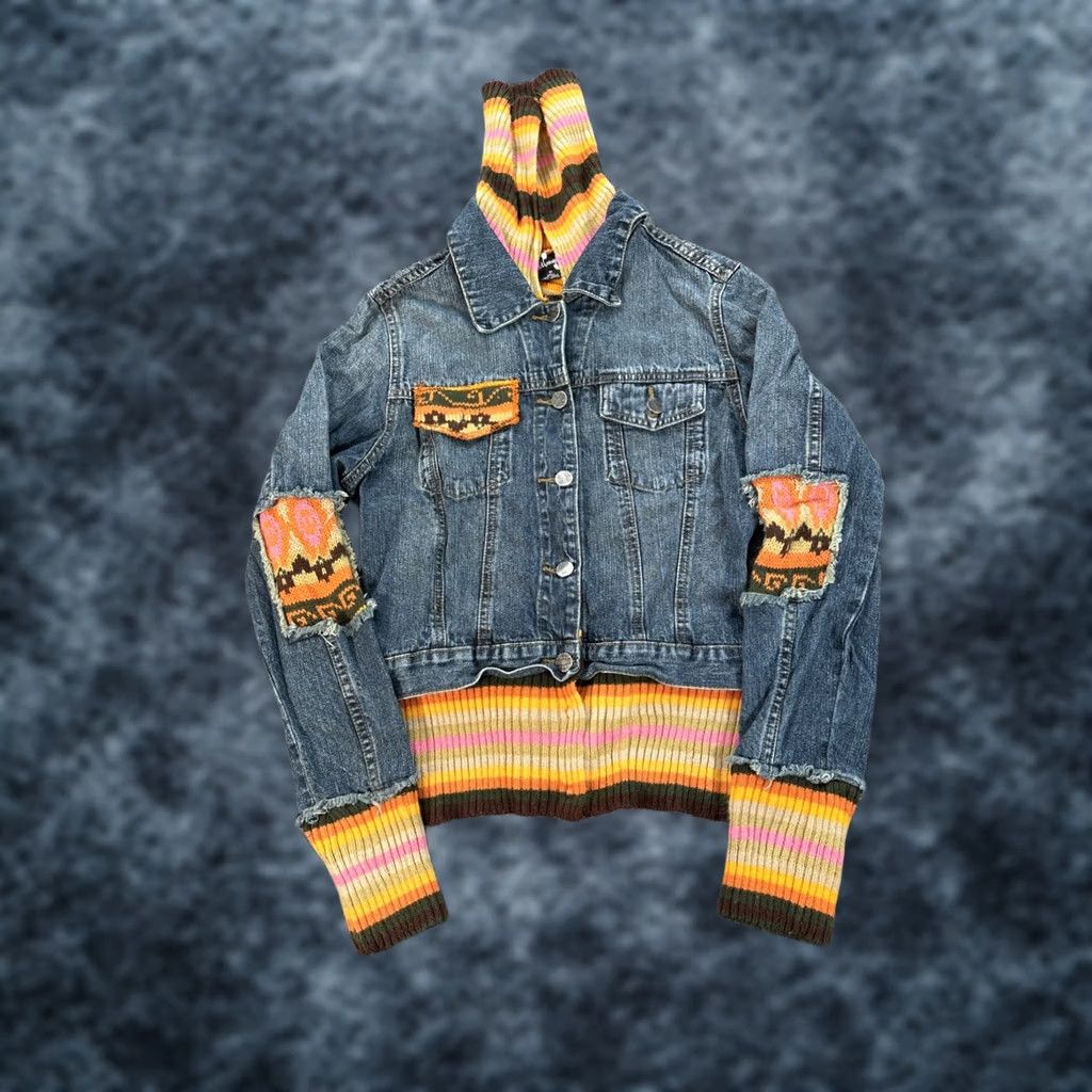 Denime VINTAGE Lulumari Denim Jacket Womens Medium Boho Med Wash Bomber Y2K Blue Denim Bohemian Womens Medium Size M / US 6-8 / IT 42-44 - 1 Thumbnail