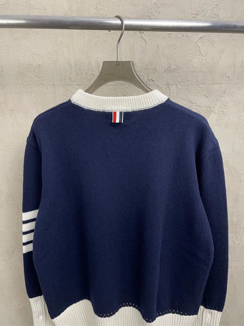 Thom Browne Thom browne Dark blue four-striped round-neck wool sweater Size US S / EU 44-46 / 1 - 4 Thumbnail