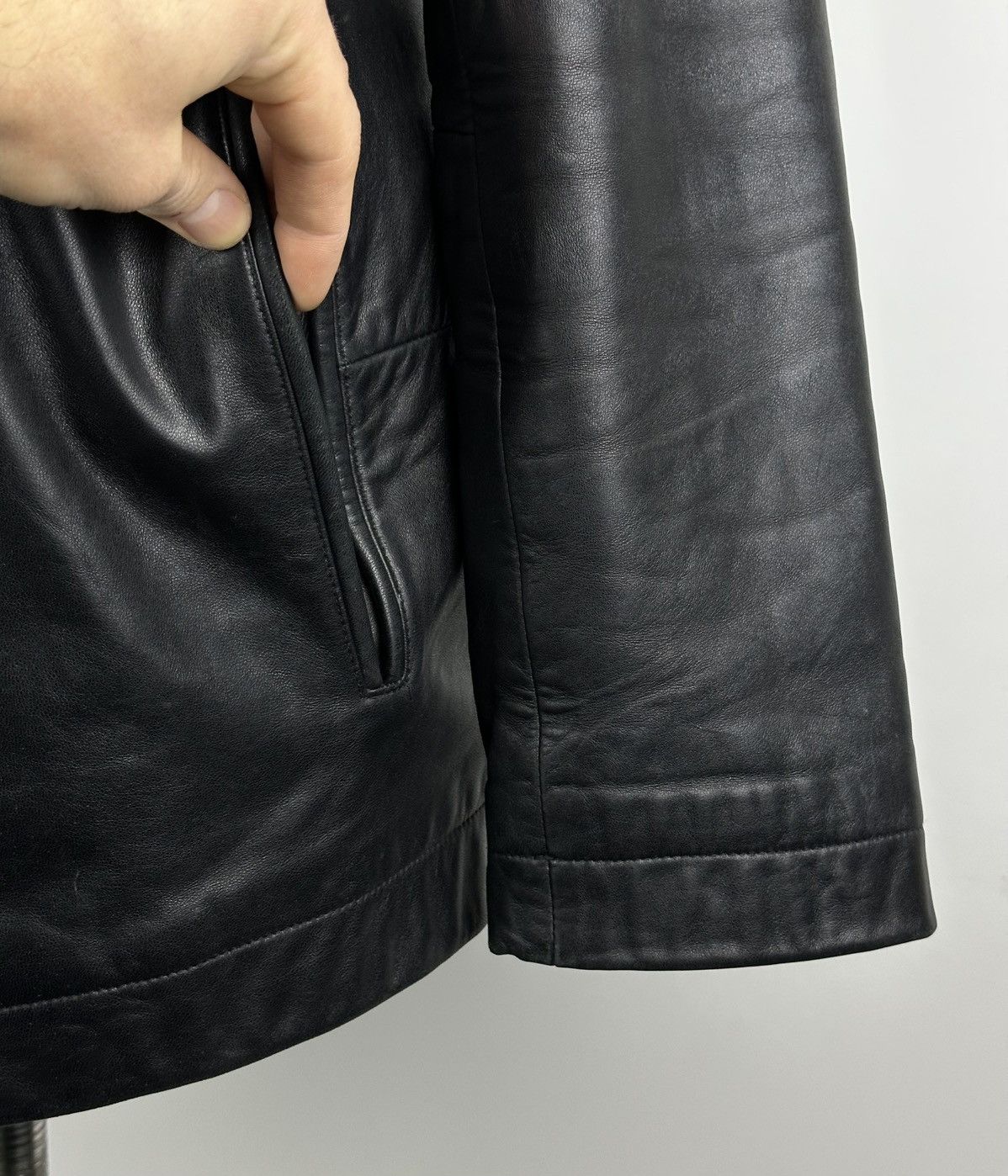 Hugo Boss Men Hugo Boss Black Lamb Leather Vintage Style Padded Jacket Size US M / EU 48-50 / 2 - 5 Thumbnail