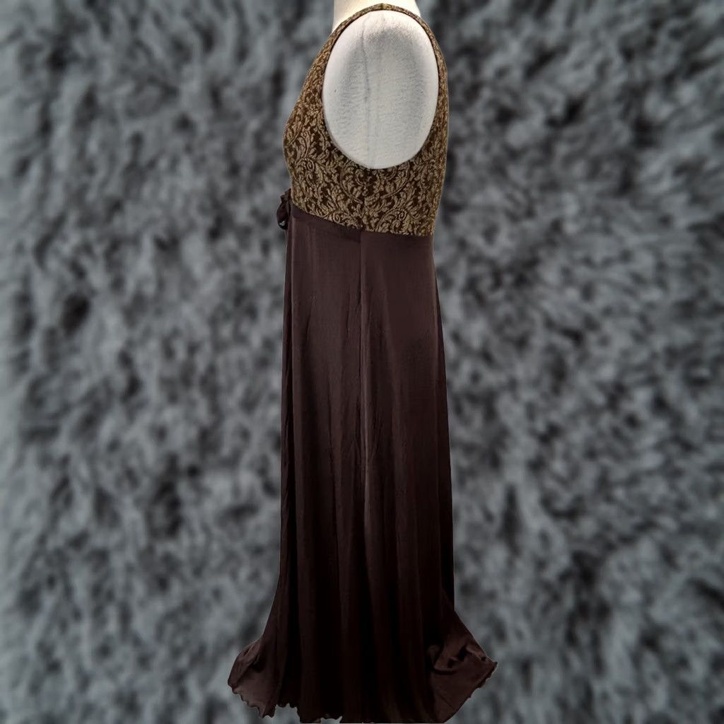 Vintage VINTAGE Shadowline Nightgown Women’s M Chocolate Brown Nylon Long Made USA Nightgown Womens M Brown 1970s Retro Sleepwear Mens Girls? Size ONE SIZE - 1 Thumbnail
