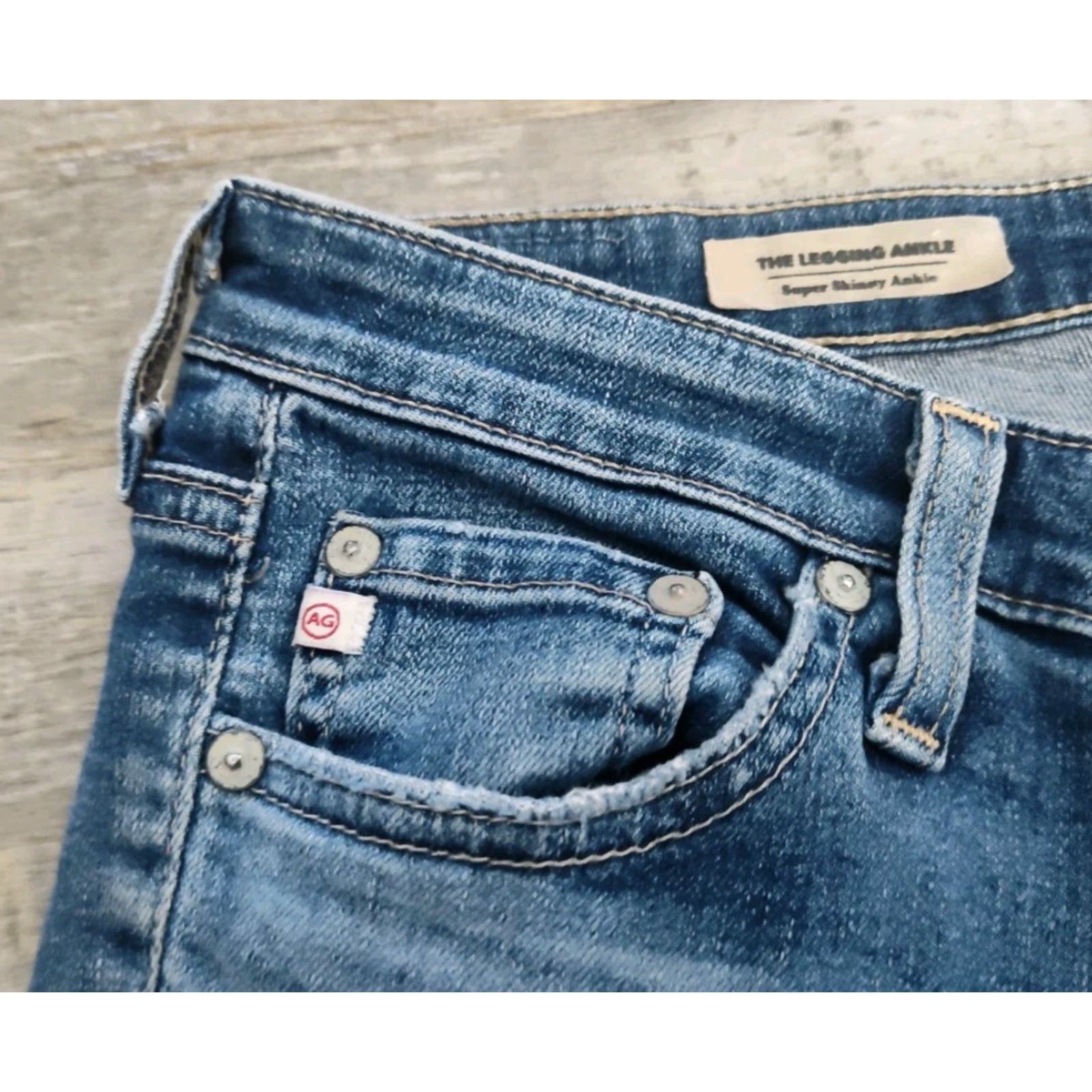 Vintage VINTAGE AG Adriano Goldschmied Women's Blue Skinny Jeans Size 27R Ankle Stretch Denim Size 27" / US 4 / IT 40 - 7 Thumbnail