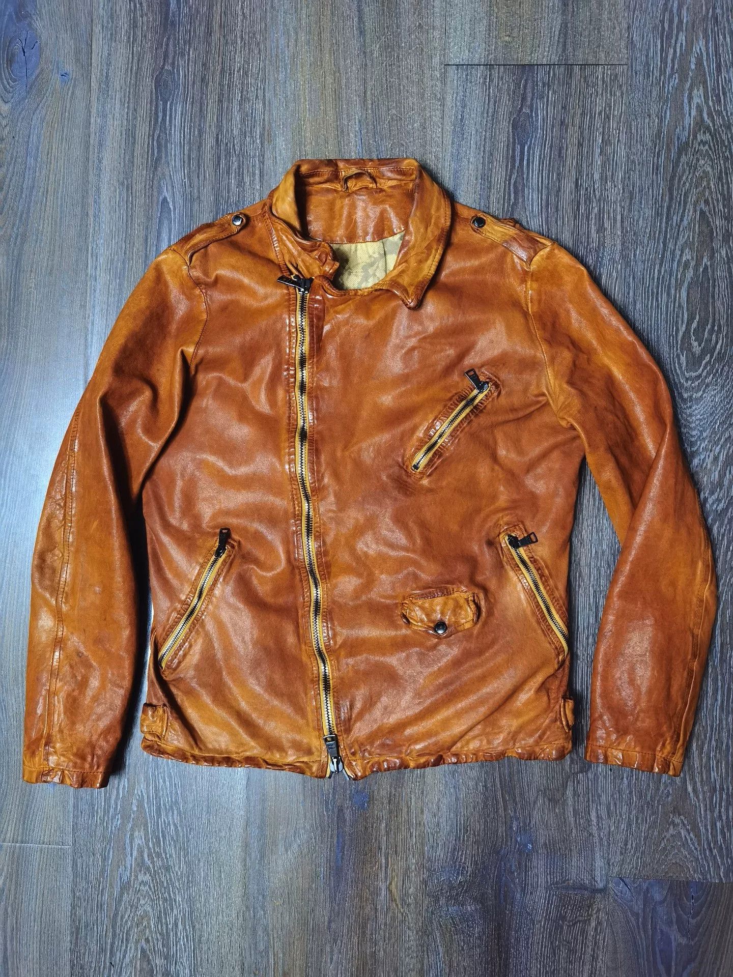 Giorgio Brato Giorgio Brato Washed Distressed Leather Jacket Size US M / EU 48-50 / 2 - 1 Thumbnail