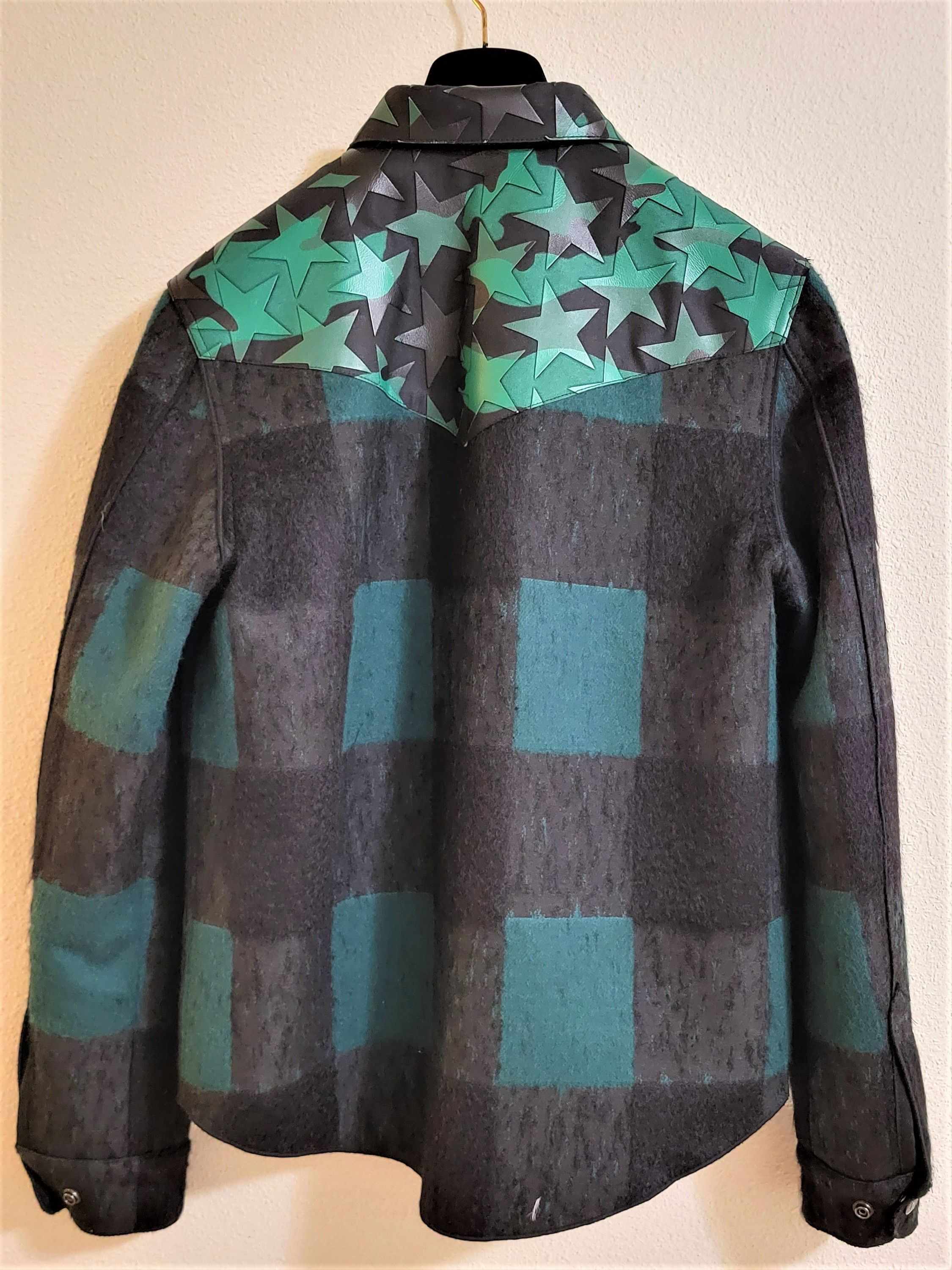 Valentino NEW $3k Western Leather Star Camo Mohair Flannel Jacket Size US M / EU 48-50 / 2 - 3 Thumbnail