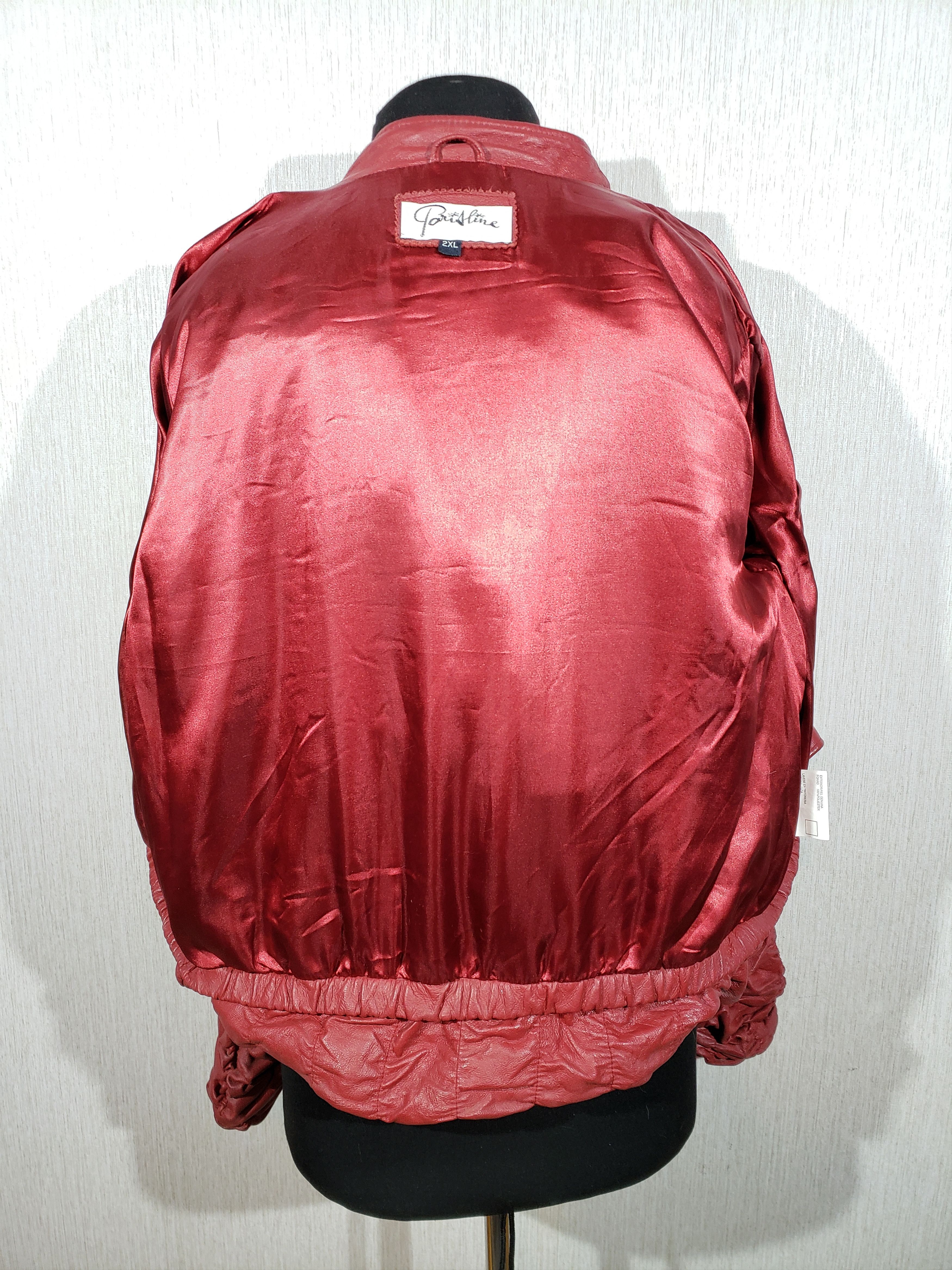 Uniqlo Women's burgundy leather jacket with a metal zipper. Size XXL / US 16-18 / IT 52-54 - 6 Thumbnail