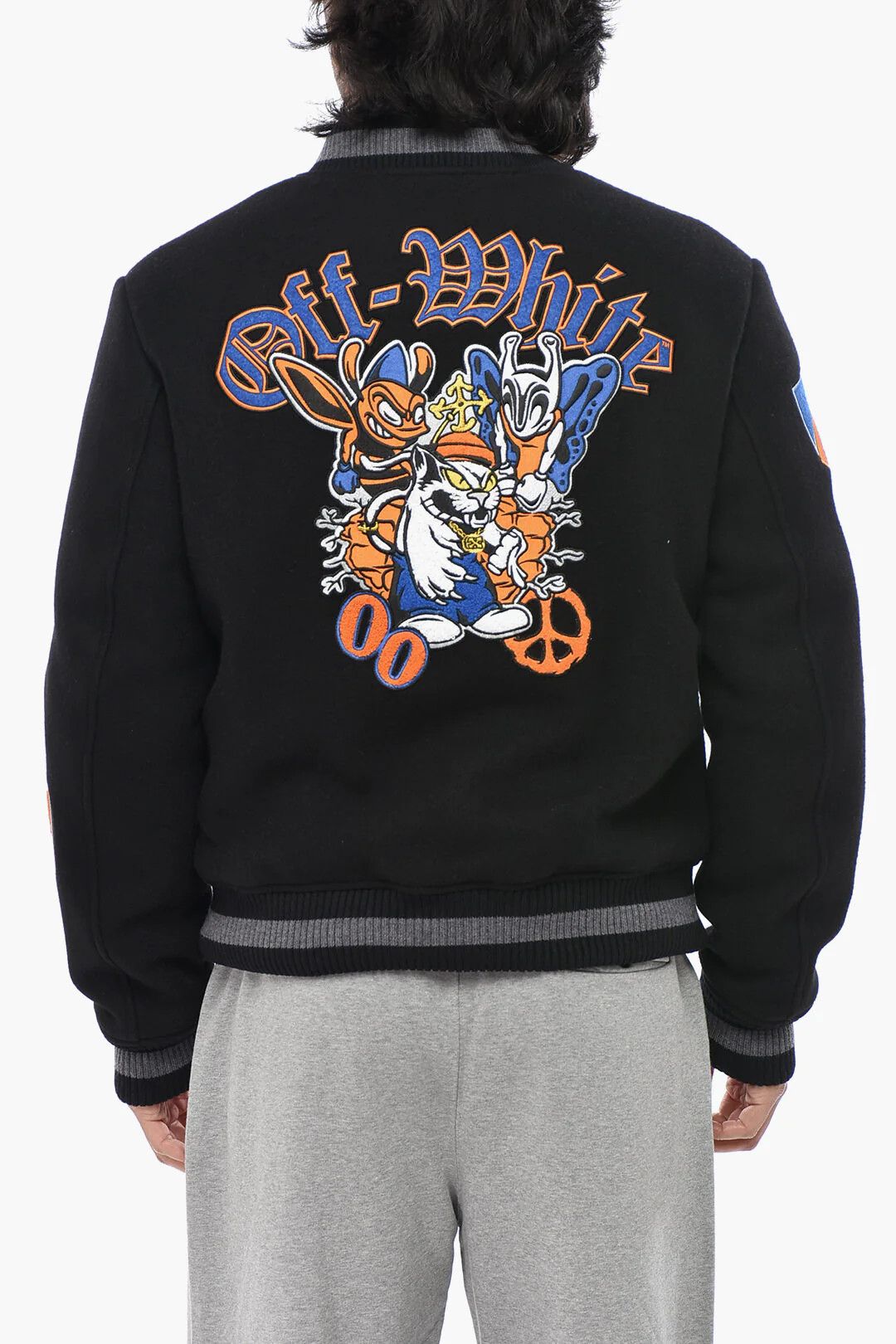 Off-White og1mm0426 Wool Cloth Bomber Jacket in Black Size US M / EU 48-50 / 2 - 2 Thumbnail