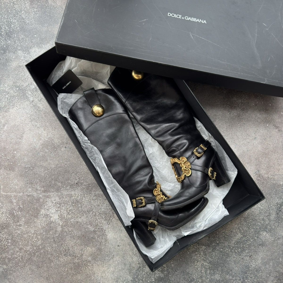 Dolce & Gabbana Dolce & Gabbana Black Leather Heels Boots Size US 6 / IT 36 - 1 Thumbnail