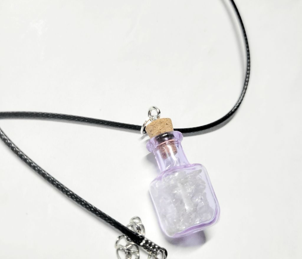 Handmade Natural crystal clear quartz in mini bottle necklace Size ONE SIZE - 3 Thumbnail