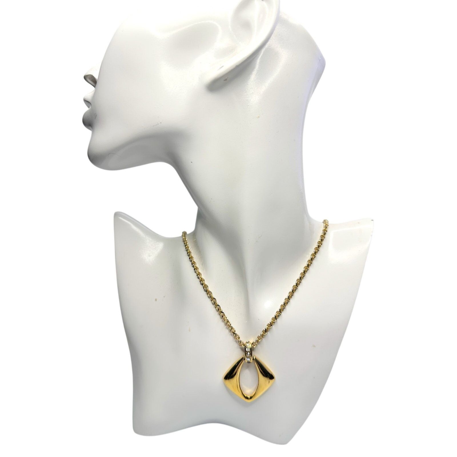 Yves Saint Laurent Yves Saint Laurent (YSL) Gold-Plated Necklace w Rhinestones Size ONE SIZE - 2 Thumbnail