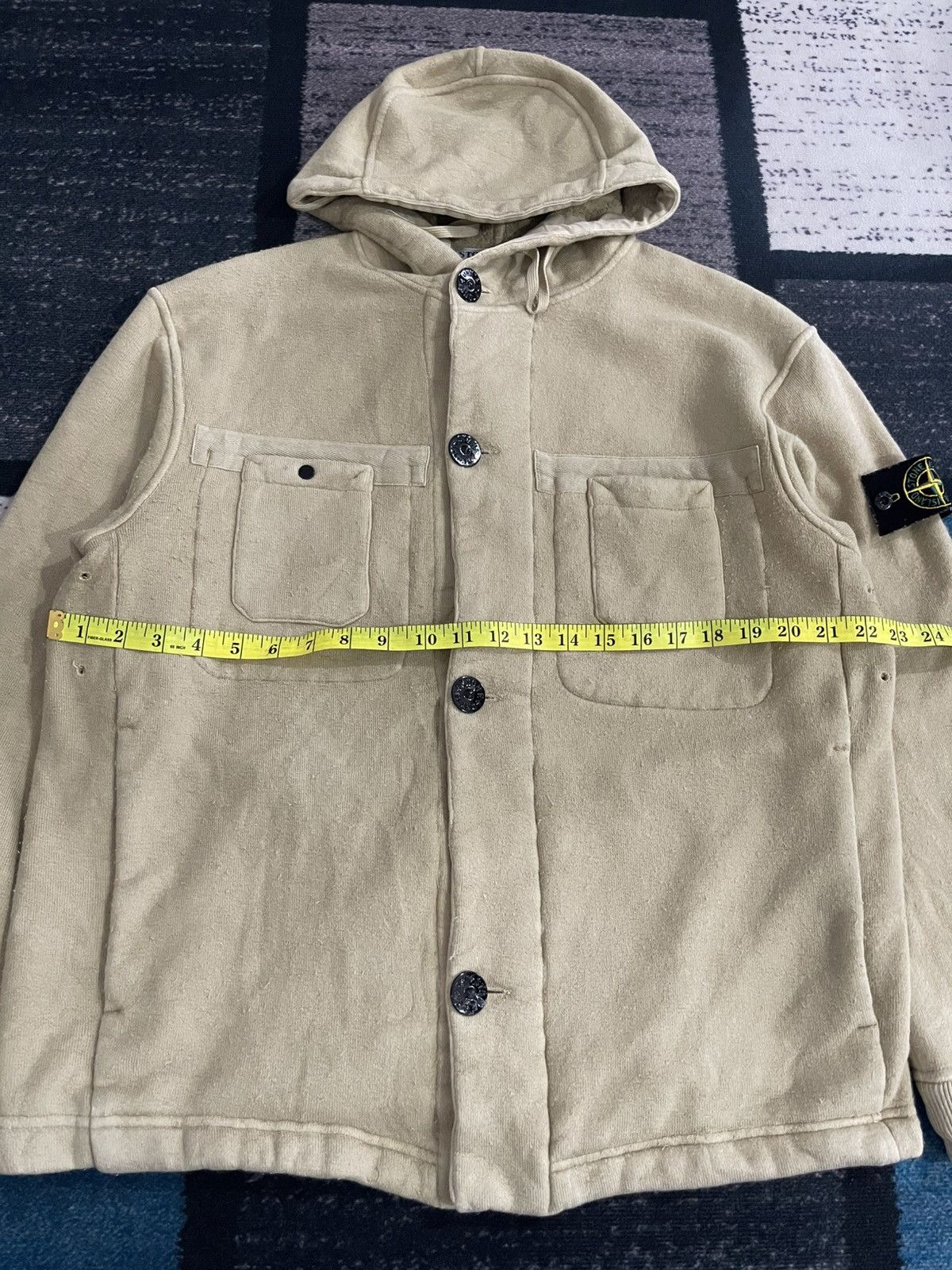 Stone Island Vintage 1999 Stone Island Beige Fleece Lined Hoodie Jacket Size US L / EU 52-54 / 3 - 24 Thumbnail