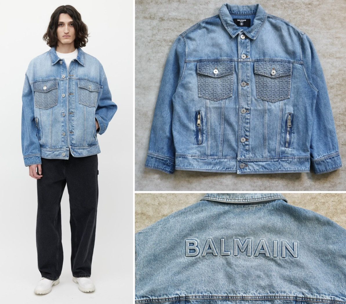 Balmain 23ss Blue Logo Denim Jacket