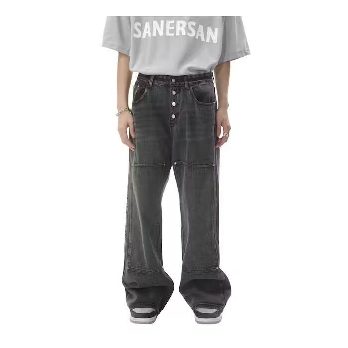 image of Gray Stacked Gray Denim Jeans in Grey, Men's (Size 32)