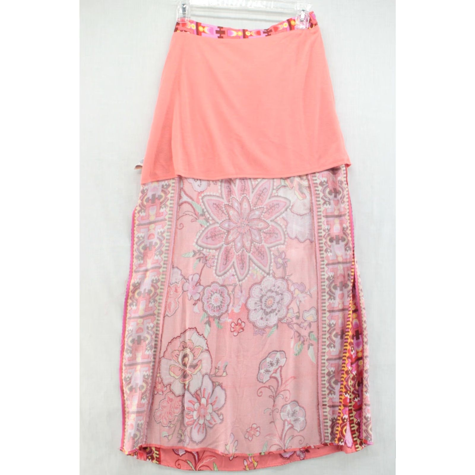Chelsea & Violet Maxi Skirt Women\'s Medium Multicolor Floral Cotton Cottage Core Bohemian Casual