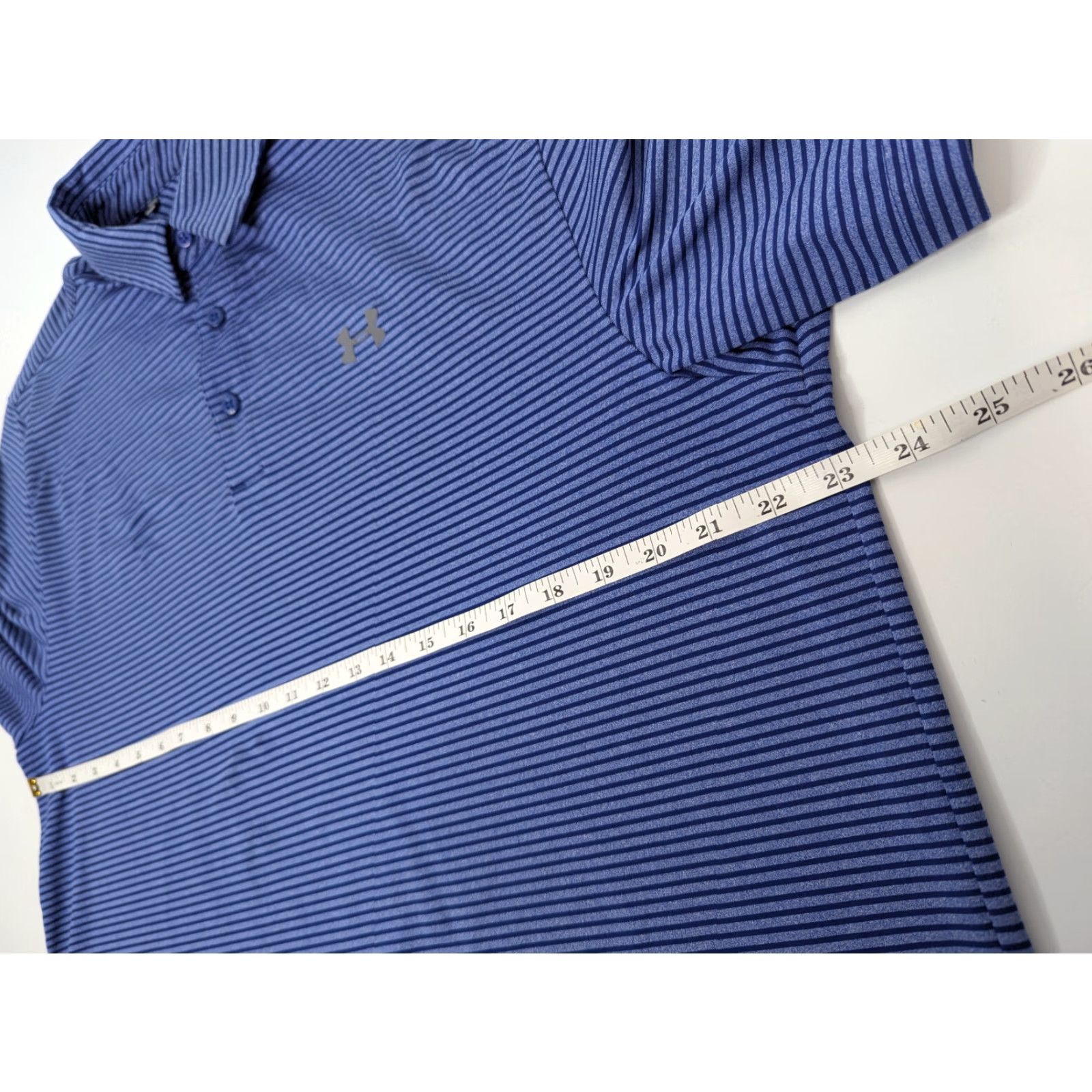 Under Armour Under Armour Men's Polo Shirt S/S HeatGear Loose Fit Striped Blue Golf Performance Moisture Wicking - Adult Regular Size L Size US L / EU 52-54 / 3 - 7 Thumbnail