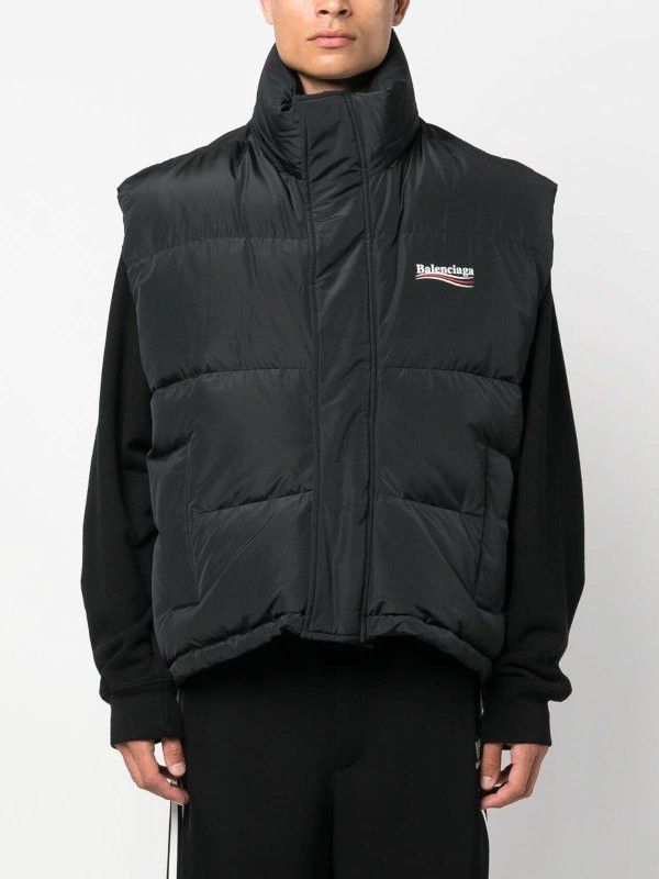 Balenciaga o1mt1gz0226 Political Campaign Cocoon Puffer Gilet In Black Size US XL / EU 56 / 4 - 5 Thumbnail