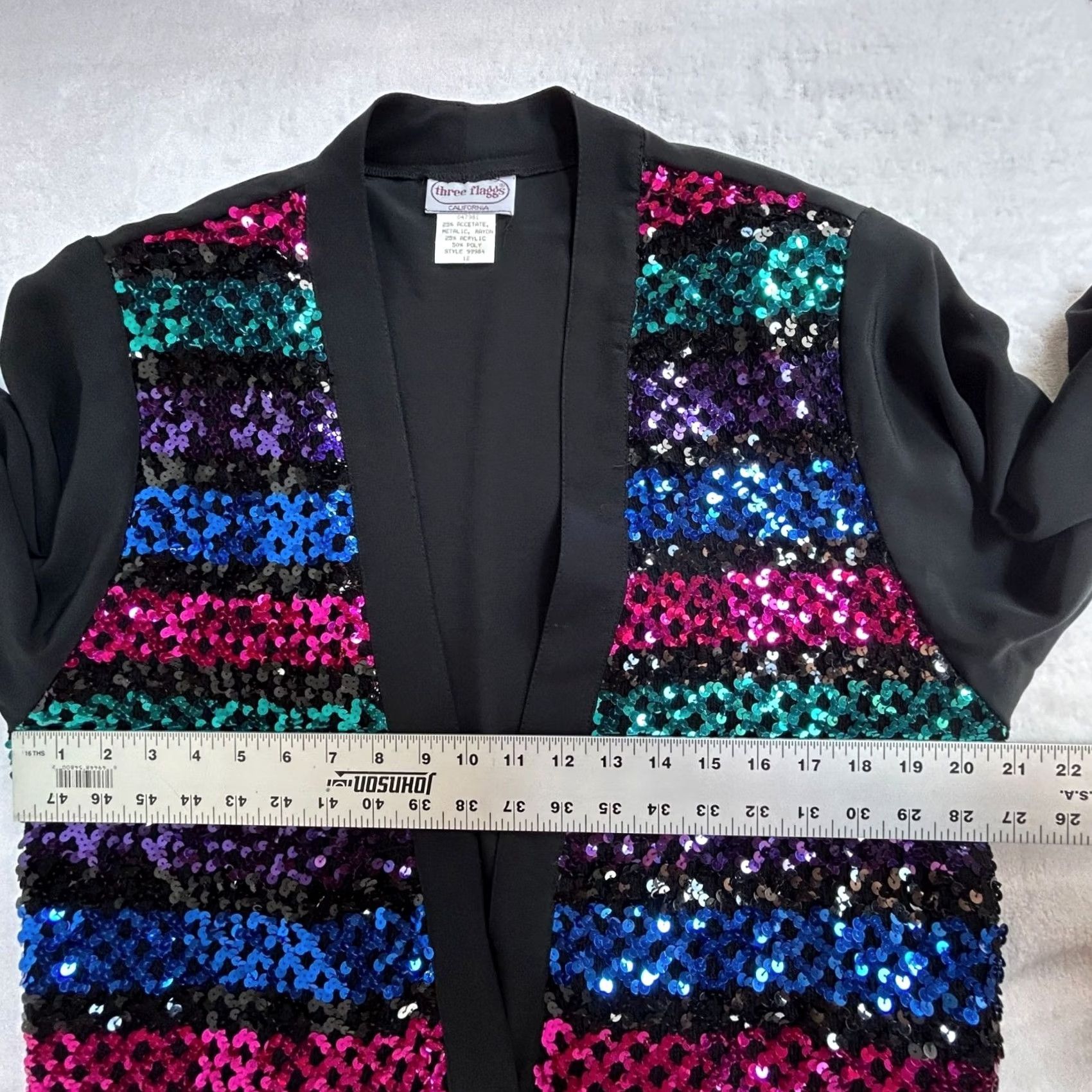 Vintage VINTAGE Three Flags California Women Striped Metallic Sequin Cardigan Sweater 12 Size XL / US 12-14 / IT 48-50 - 7 Thumbnail