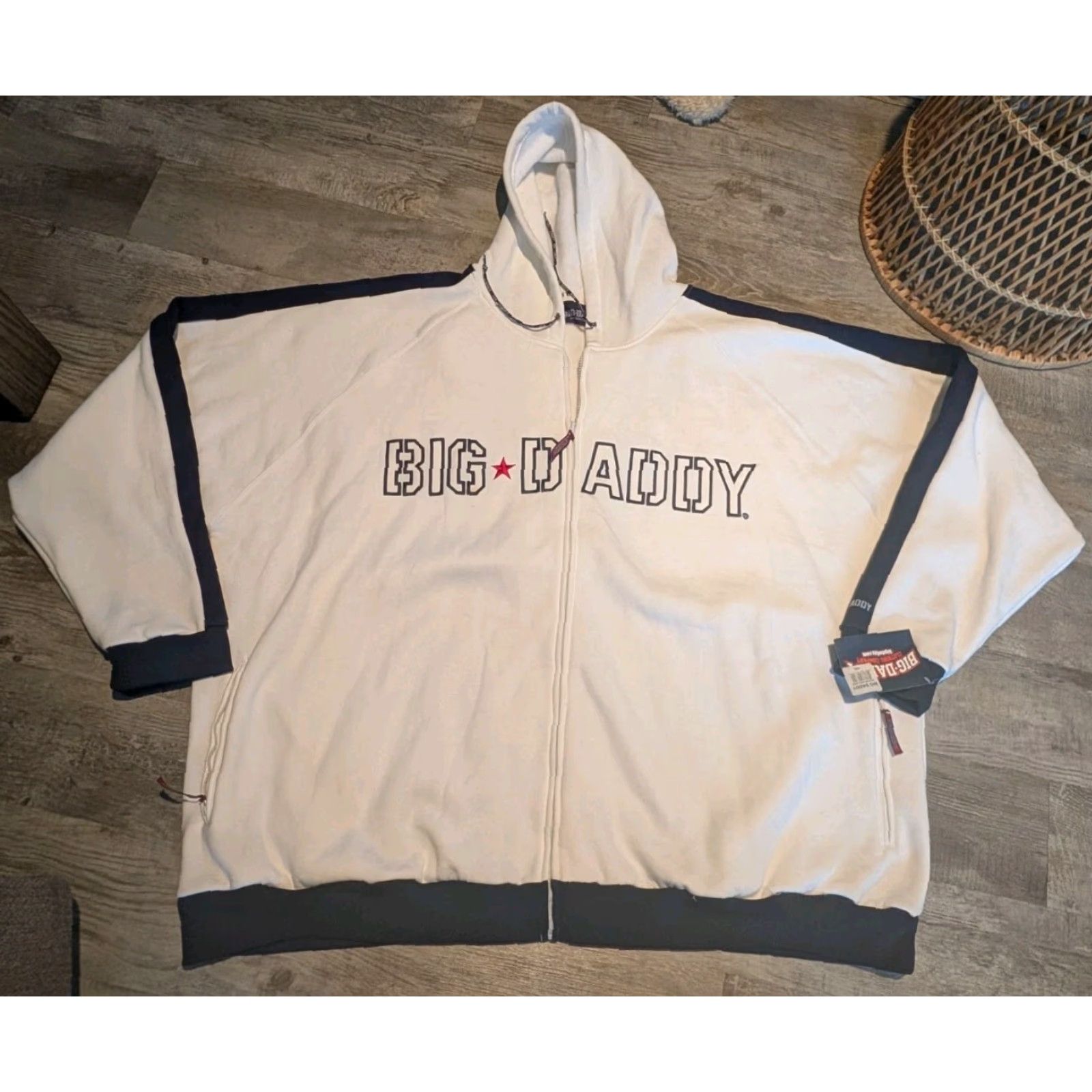 CO VINTAGE Big Daddy Clothing Co Full Zip Hoodie Mens 6XL White Embroidered 90s Streetwear Big & Tall Size US XXL / EU 58 / 5 - 2 Thumbnail
