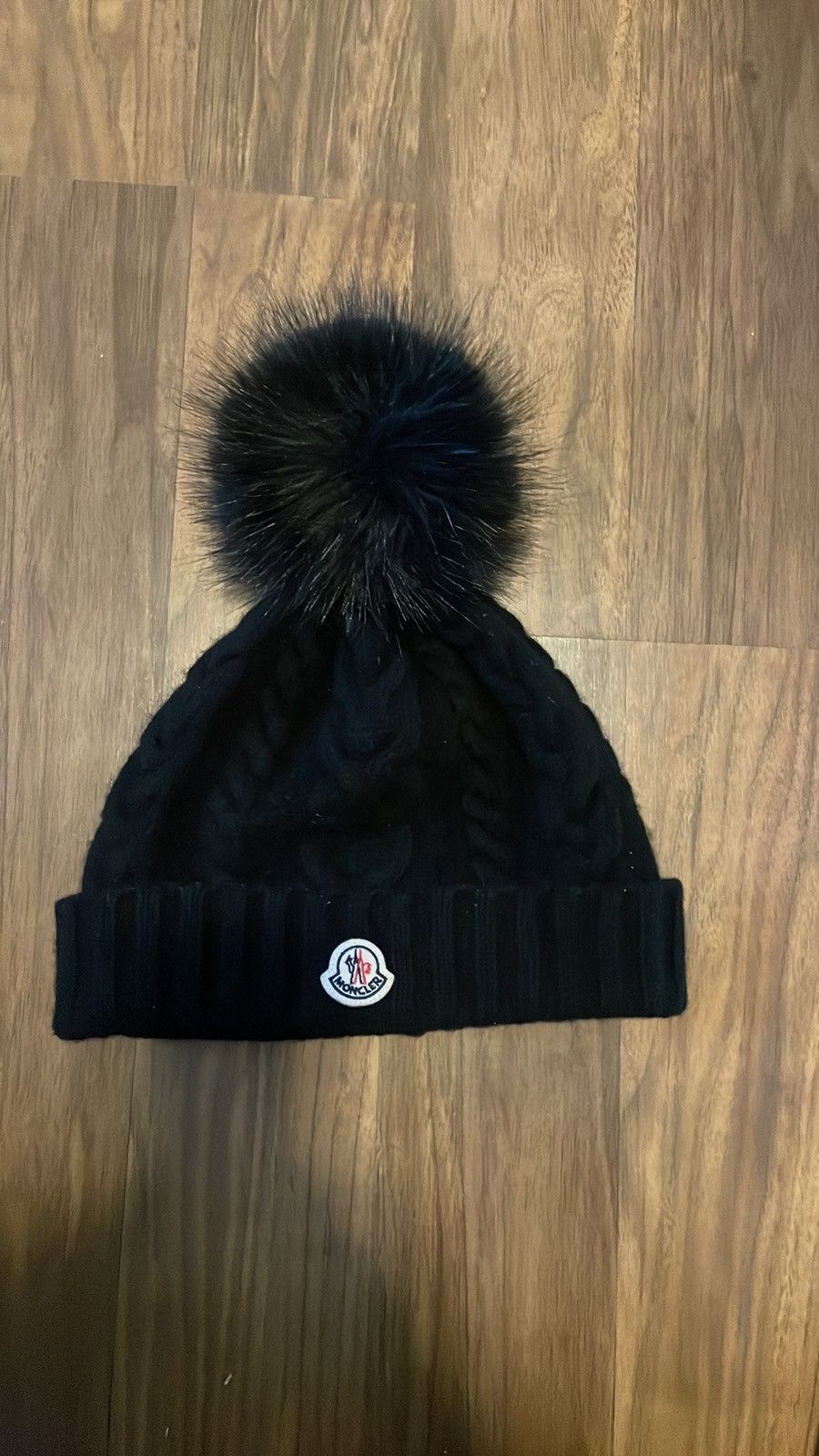 image of Moncler Cashmere Beanie With Pom Pom in Black, Women's