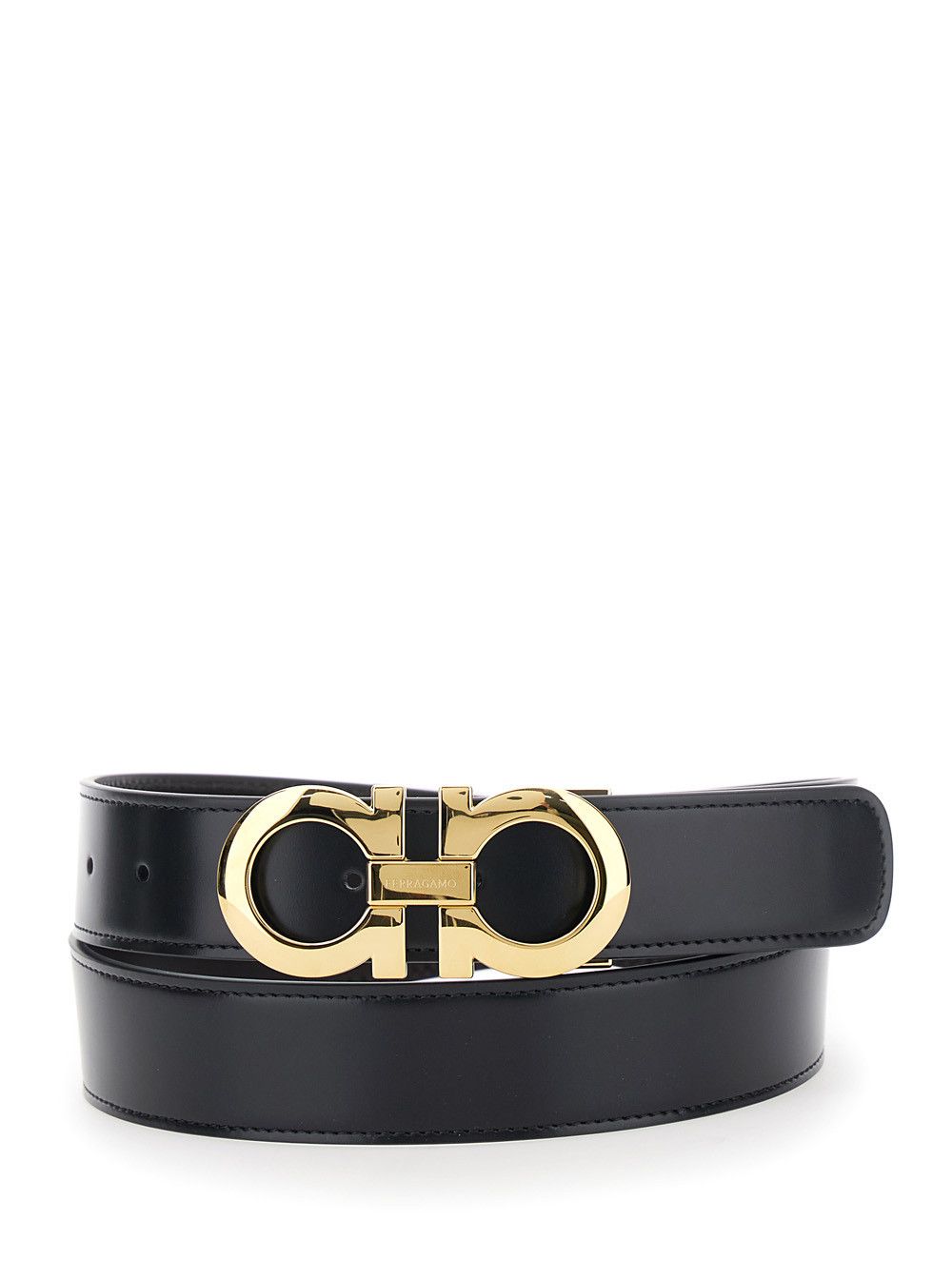Salvatore Ferragamo Black Smooth Leather Belt with Gancini Buckle for Men Size ONE SIZE - 1 Thumbnail