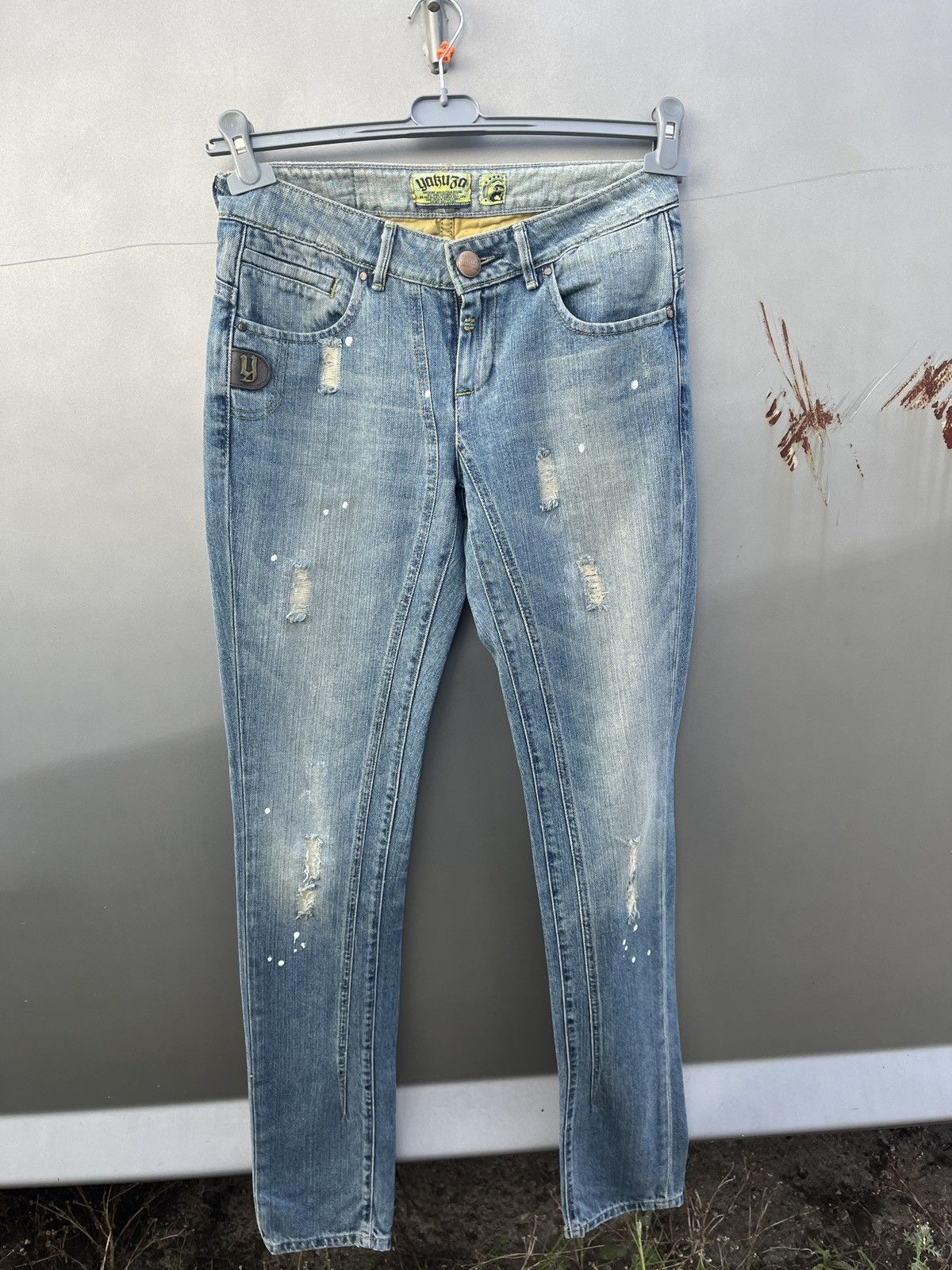 Japanese Brand × Vintage Rare Yakuza Y2K Embroidered Distressed Jeans Size US 31 - 1 Thumbnail