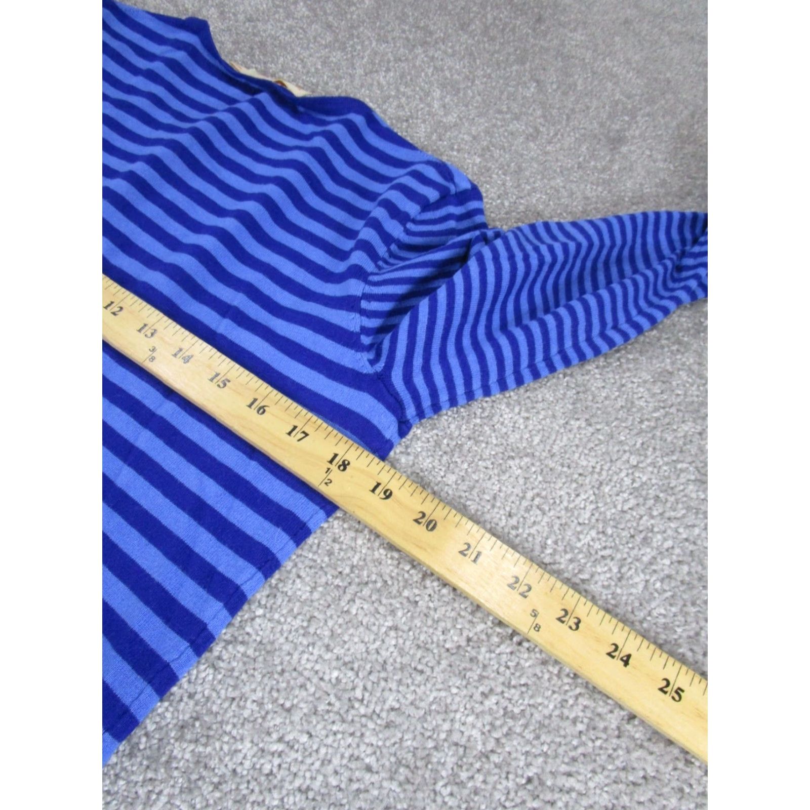 Tory Burch VINTAGE Tory Burch Women's Sweater Cardigan Small Blue Striped Crew Neck Long Sleeve Cotton Blend 90s Girls Size S / US 4 / IT 40 - 6 Thumbnail