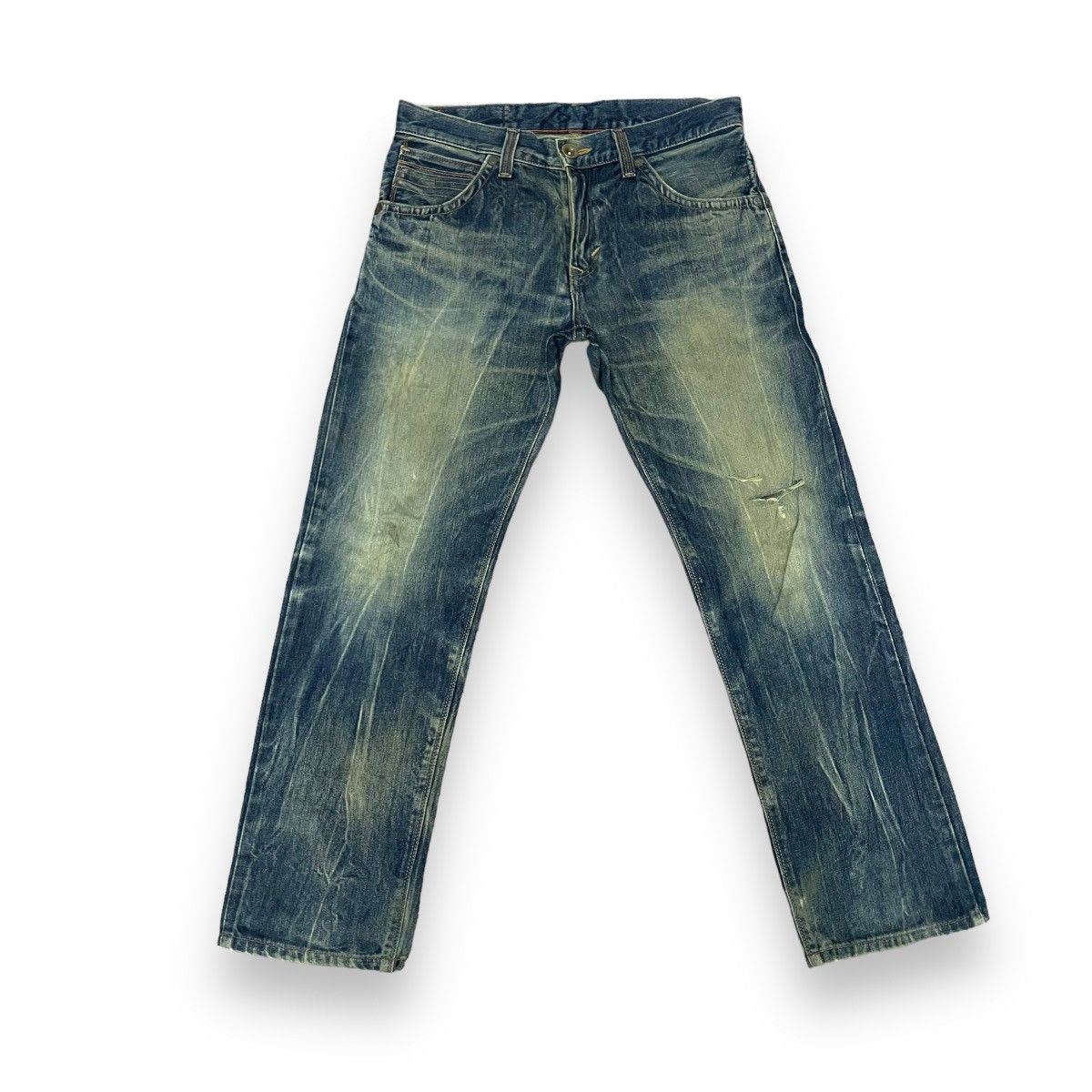 Edwin × Vintage 🇯🇵 EDWIN EXCLUSIVE VINTAGE WASHED LEATHER POCKET DENIM PANTS Size US 34 / EU 50 - 2 Thumbnail