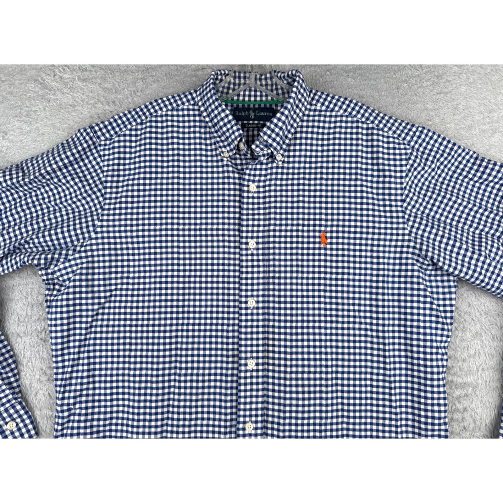 Polo Ralph Lauren VINTAGE Polo Ralph Lauren Shirt Men L Blue Plaid Button-Up Long Sleeve Cotton Regular Chest 44" All Seasons Mens Size US L / EU 52-54 / 3 - 4 Thumbnail