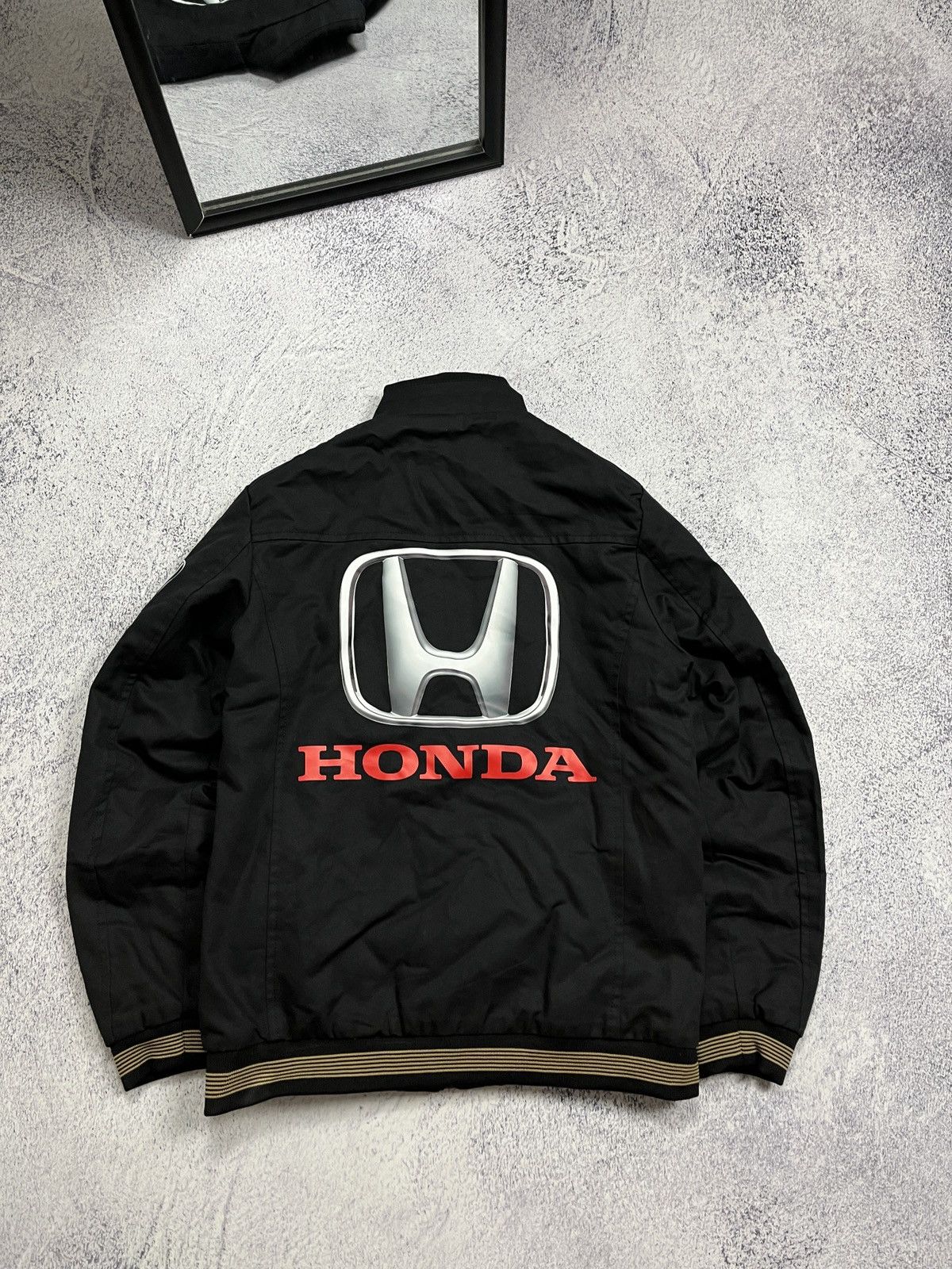 Honda × Japanese Brand × Vintage Vintage Honda Racing Jacket Faux Fur Lined Sherpa Hype Y2k Size US S / EU 44-46 / 1 - 3 Thumbnail