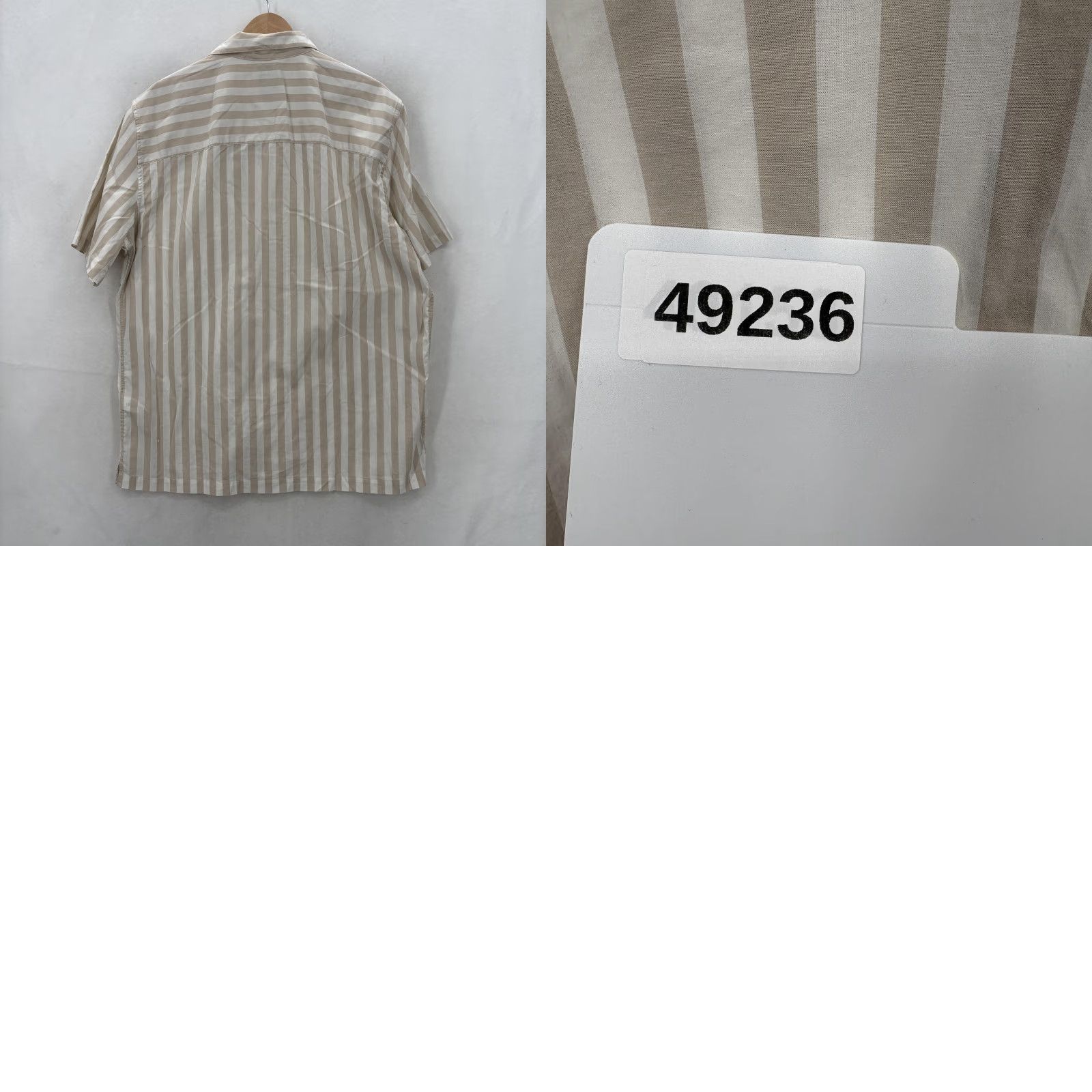 Gap Gap Shirt Mens Large Beige Khaki Stripe Short Sleeve Button-Up Poplin Stretch Size US L / EU 52-54 / 3 - 9 Thumbnail