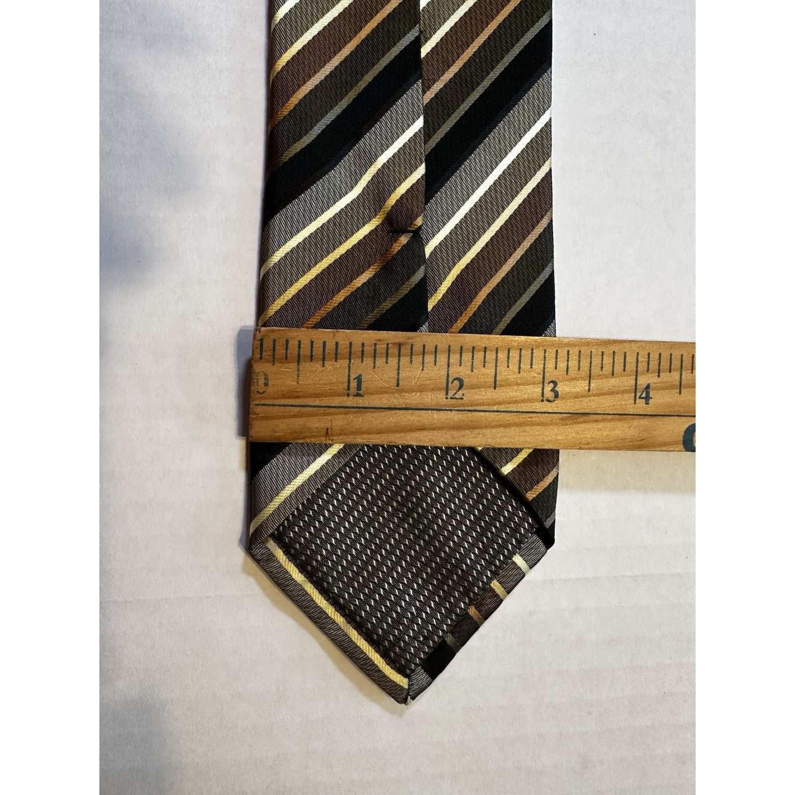 Croft & Barrow Croft & Barrow Neck Tie Black/Gold Striped Preppy Business Size ONE SIZE - 11 Thumbnail