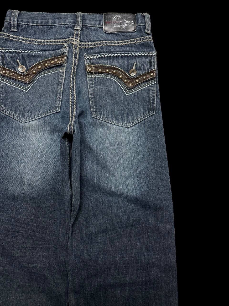 Tornado Mart SUPER BAGGY 90s Style Fubu Mudwash Wide Studded Jeans Size US 26 / EU 42 - 15 Thumbnail