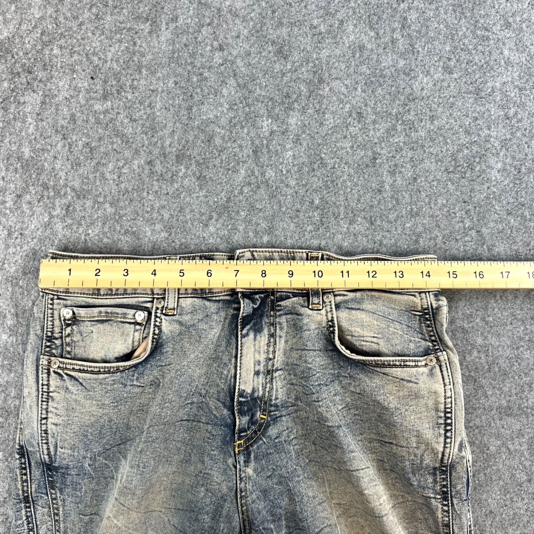Vintage Represent Mens Jeans Regular Straight 30 32 Acid Wash Blue Crows Feet Stretch Denim 5-Pocket Mens Jeans Regular Blue 90s? Size US 30 / EU 46 - 6 Thumbnail