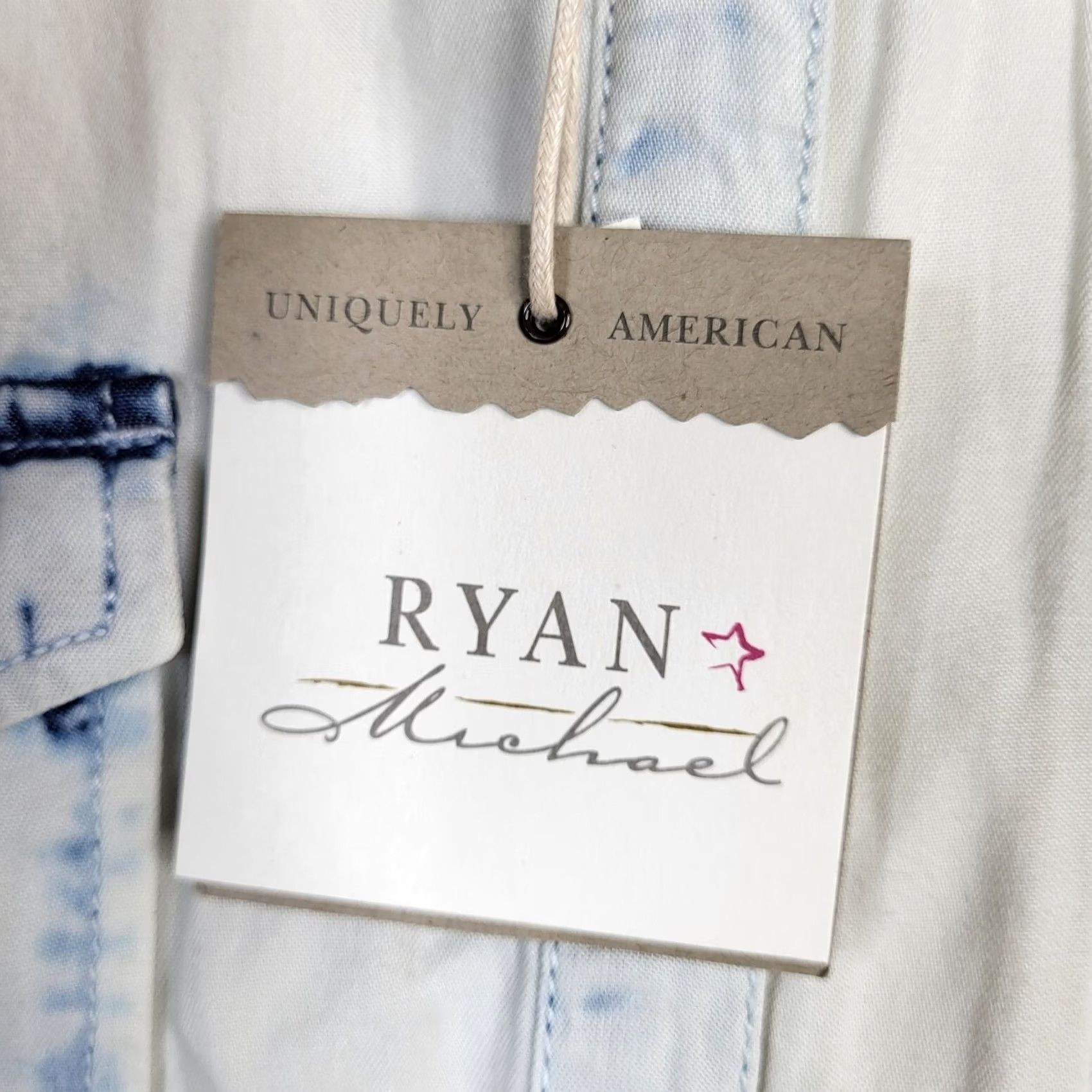 Vintage RYAN MICHAEL Women's Shirt Dress S White Tie-dye Button Snap Collared 100% Tencel Casual Vintage No Size S / US 4 / IT 40 - 4 Thumbnail