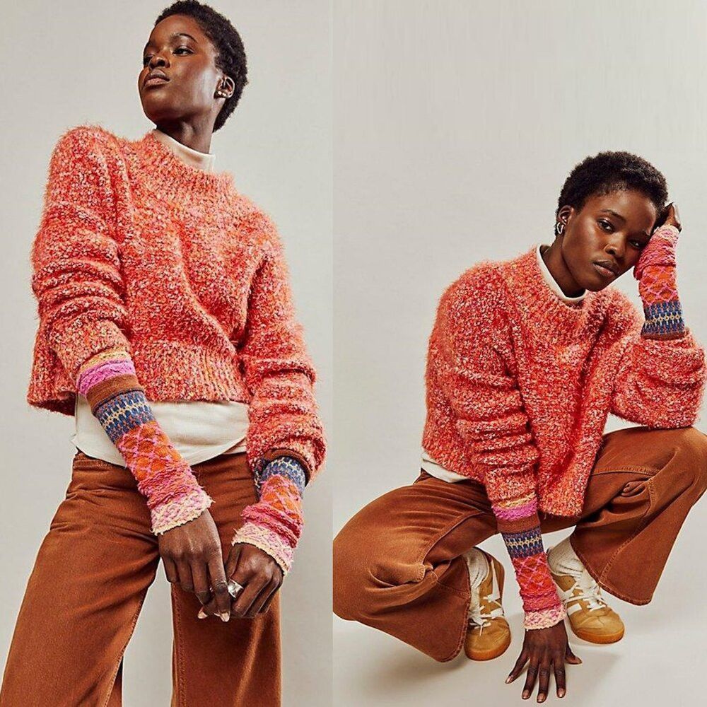 Free People New Free People Stardust Crop Super Soft Red Pullover Sweat Size XS / US 0-2 / IT 36-38 - 1 Thumbnail
