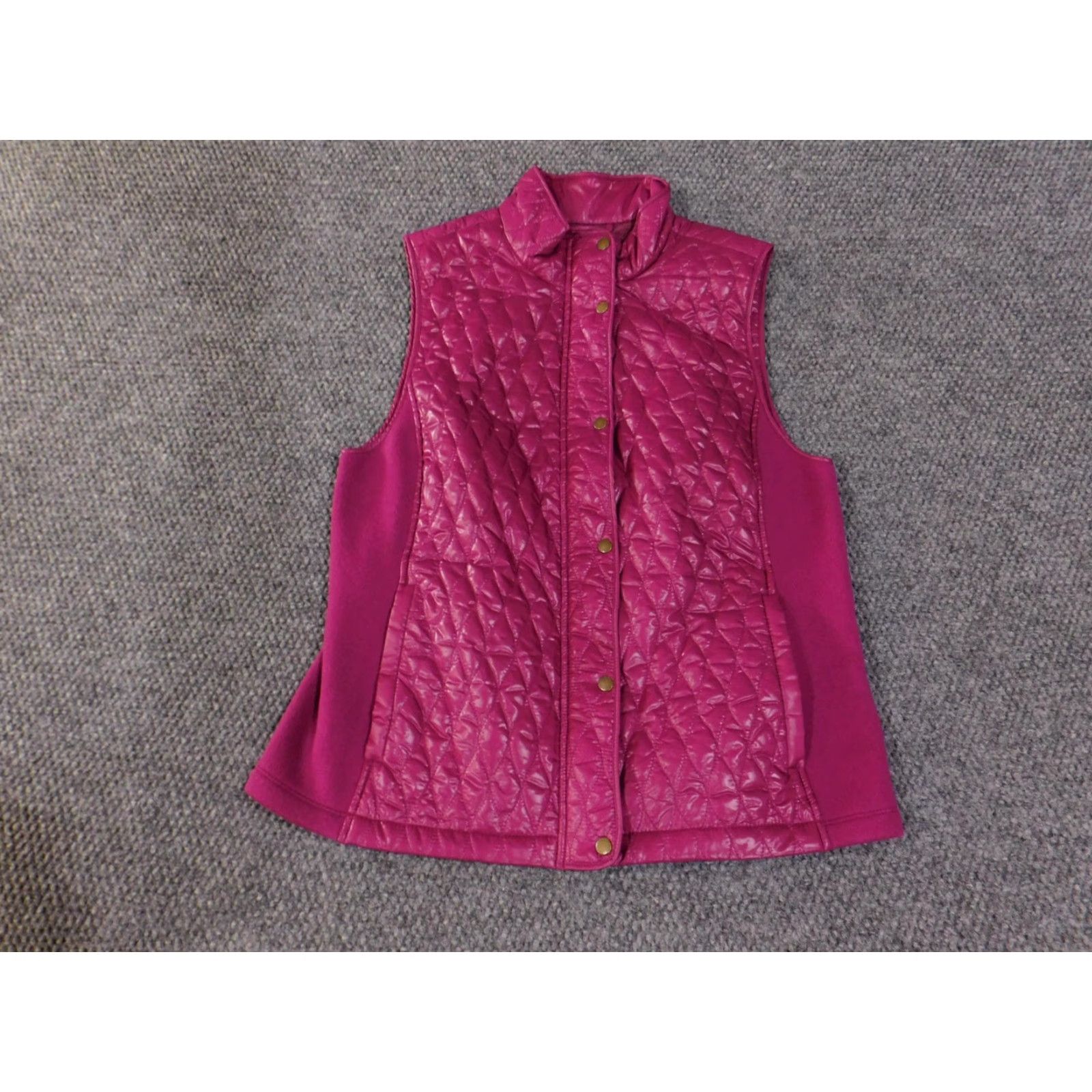 Talbots VINTAGE Talbots Vest Womens M Quilted Sleeveless Zip Snap Lightweight Polyester Pink Jewel Tone Stand Collar Pockets Womens Size M / US 6-8 / IT 42-44 - 2 Thumbnail