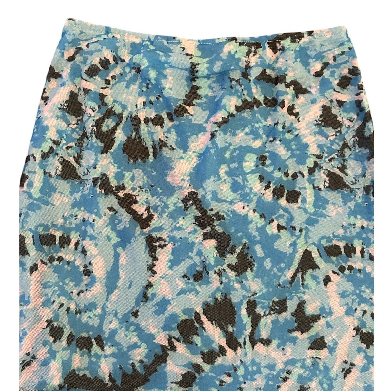 Other Something New Women's Serena Mesh Blue Black Mini Skirt XS Size 24" / US 00 / IT 34 - 5 Thumbnail