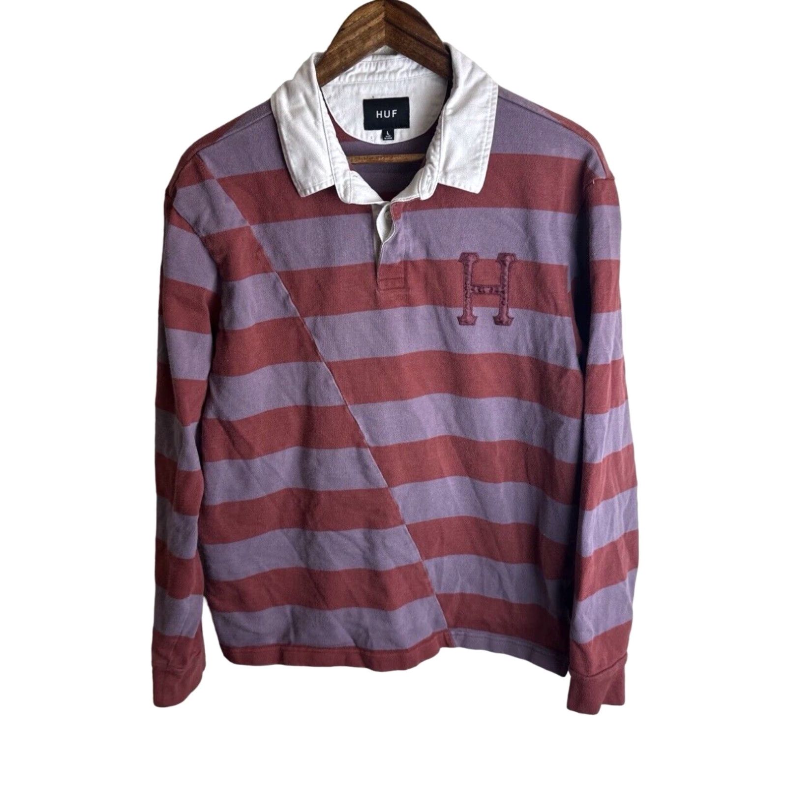 Huf Huf Striped Mens Large Rugby Polo Shirt Size US L / EU 52-54 / 3 - 1 Thumbnail