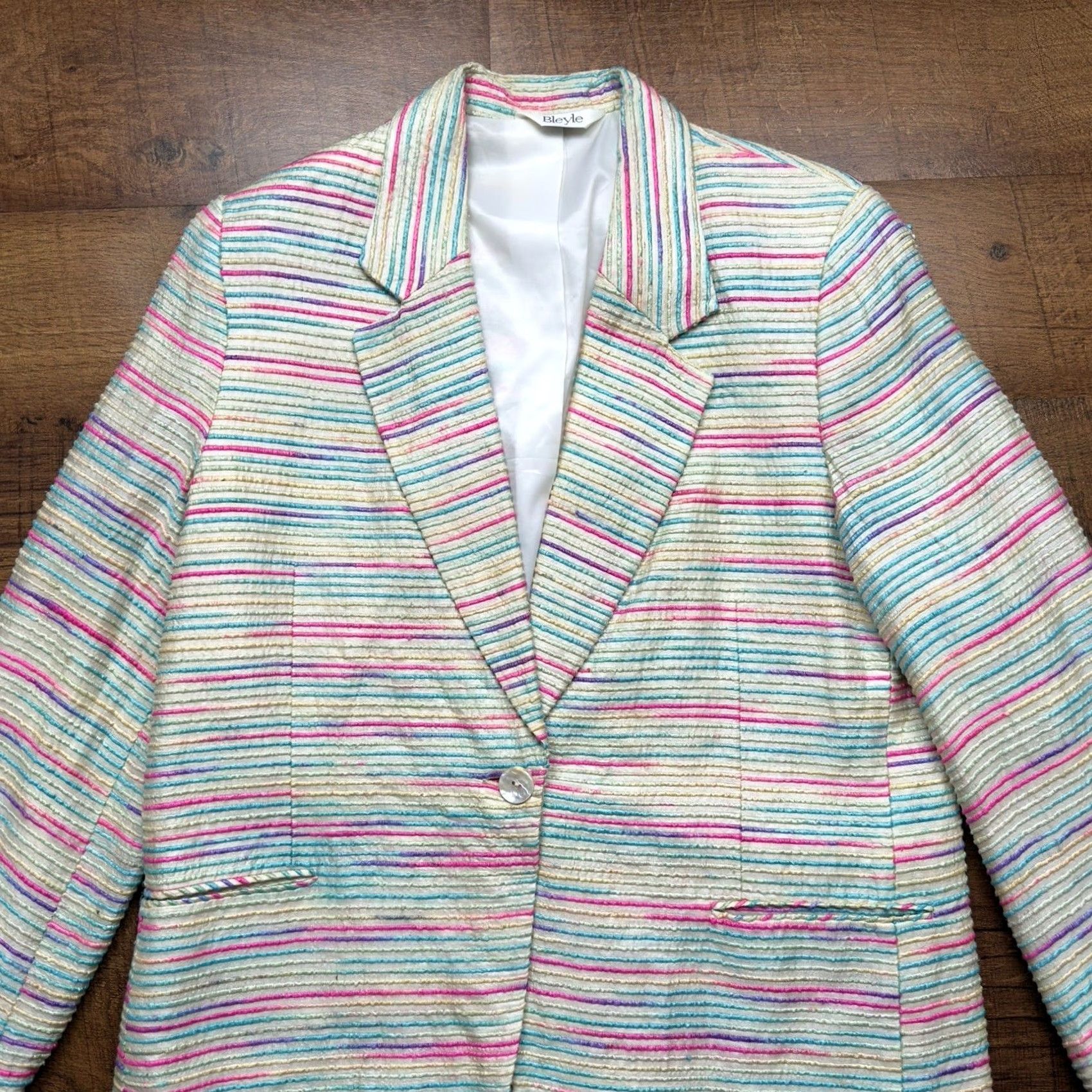 Vintage VINTAGE Bleyle 100% Silk Blazer Jacket Women’s Size 12 Blue Silk Blazer Mens Ladies Womens Size XL / US 12-14 / IT 48-50 - 2 Thumbnail