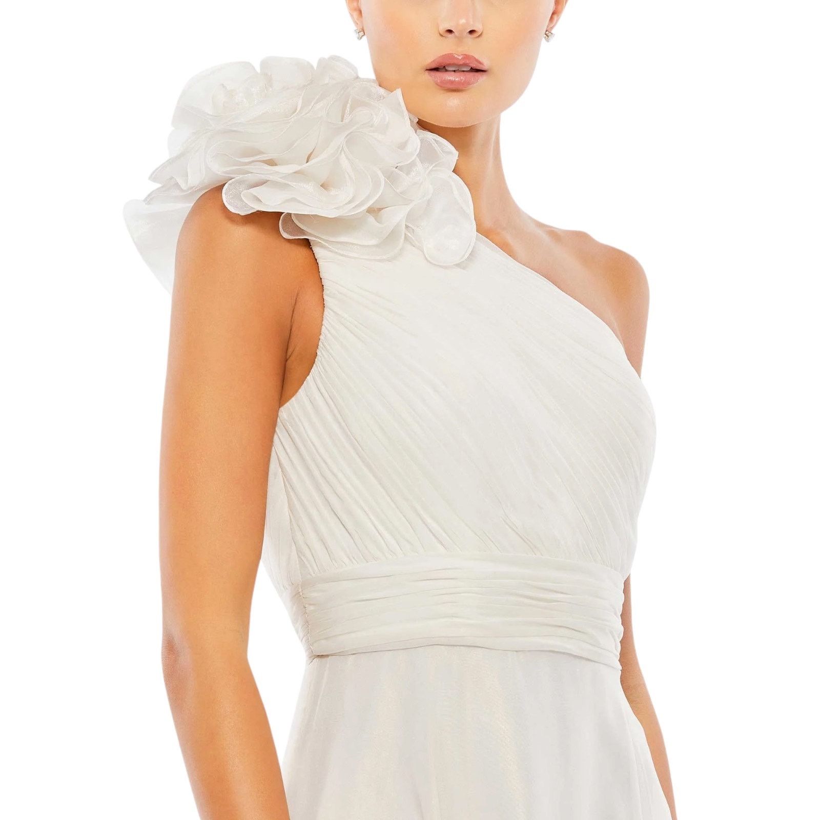 Other Mac Duggal Rosette One Shoulder Tea Length Dress Size 12 Size XL / US 12-14 / IT 48-50 - 2 Thumbnail