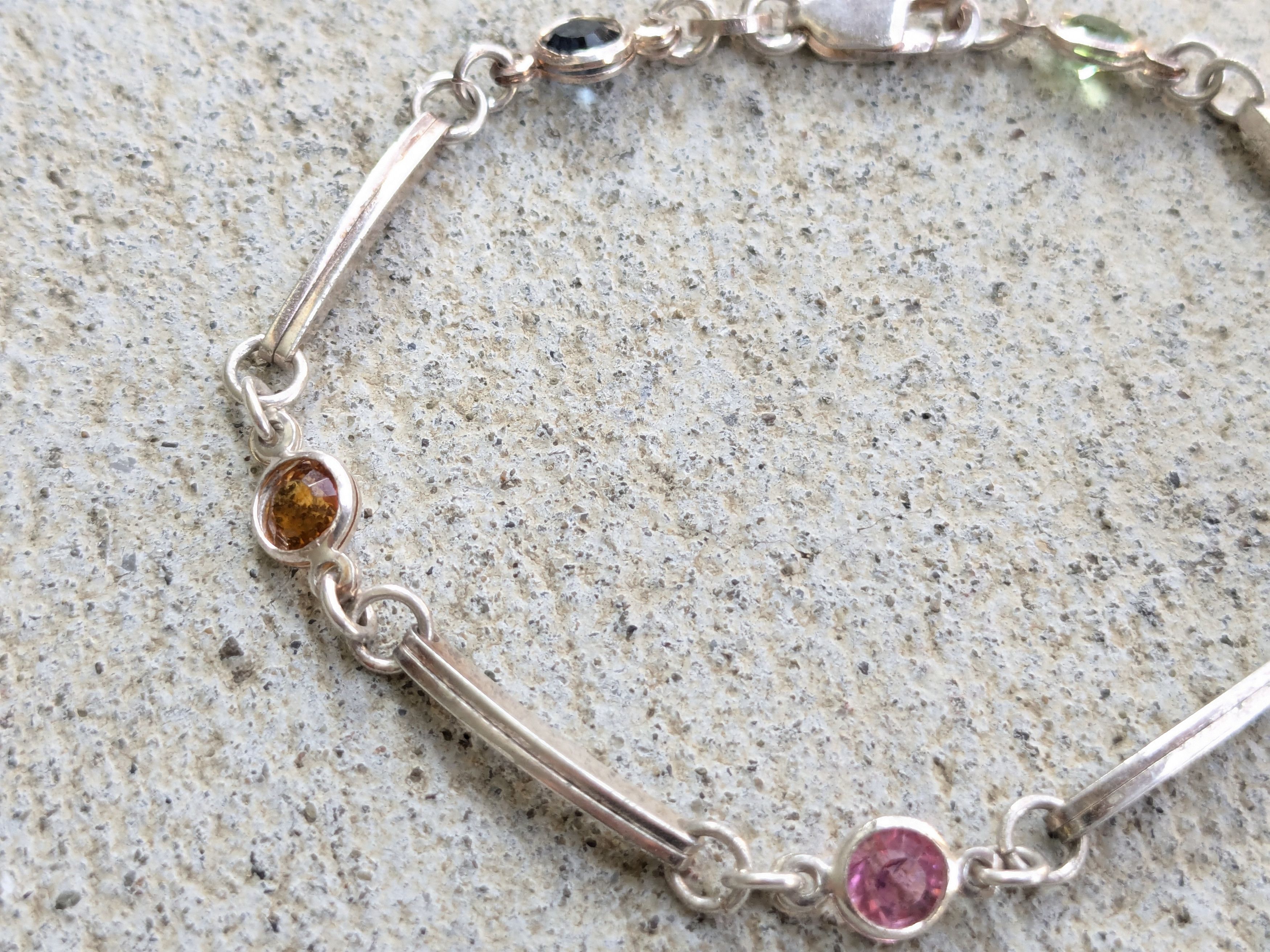 Jewelry Vintage Sterling Silver Bracelet Hexagon Chain 7" Y2K Size ONE SIZE - 6 Thumbnail