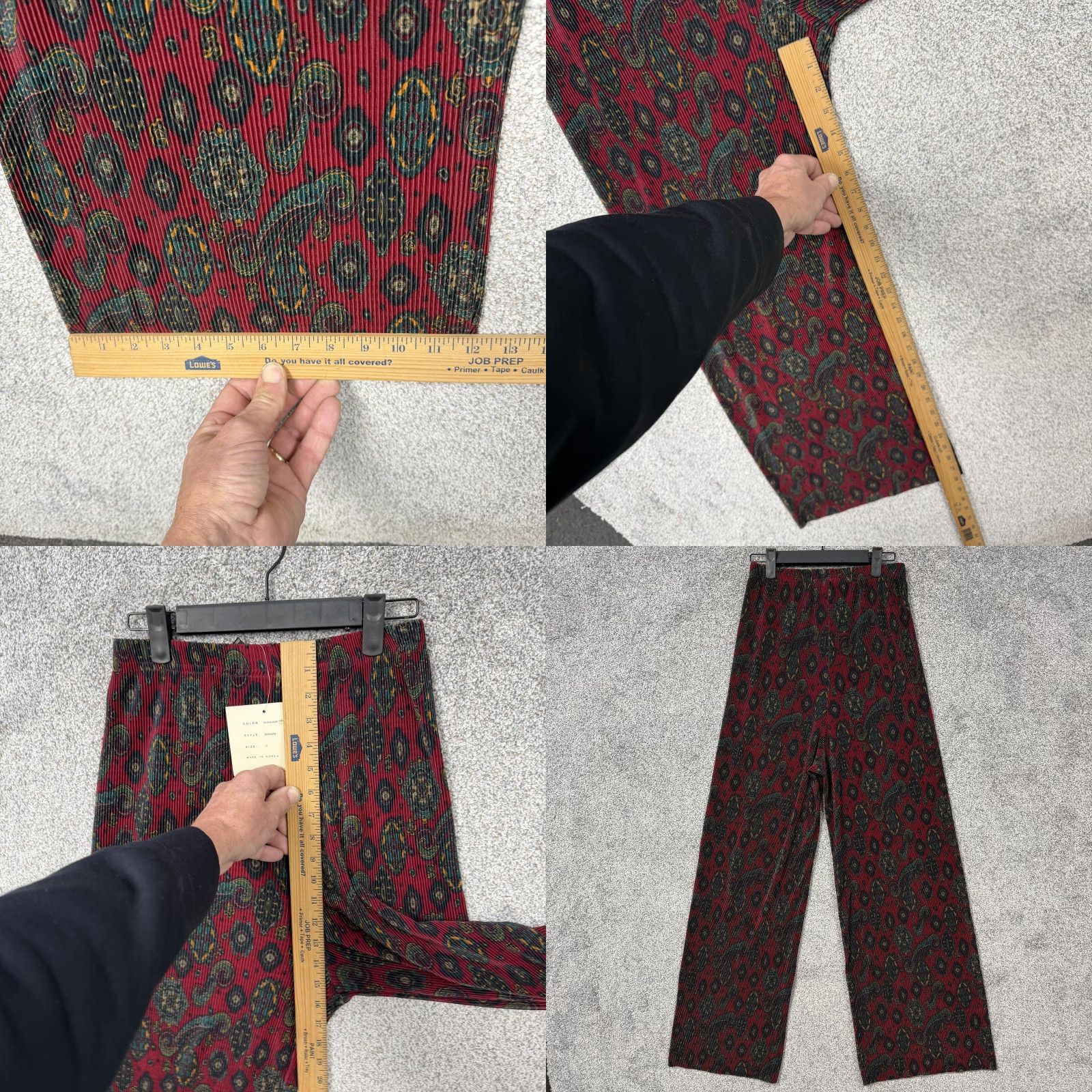 Vintage VINTAGE Coin Pants M Pleated Boho Hippie Chic Indie Academia Preppy Hipster Red Women Pants Pull On Elastic Waist Paisley 28 in Inseam Size 32" / US 10 / IT 46 - 8 Thumbnail
